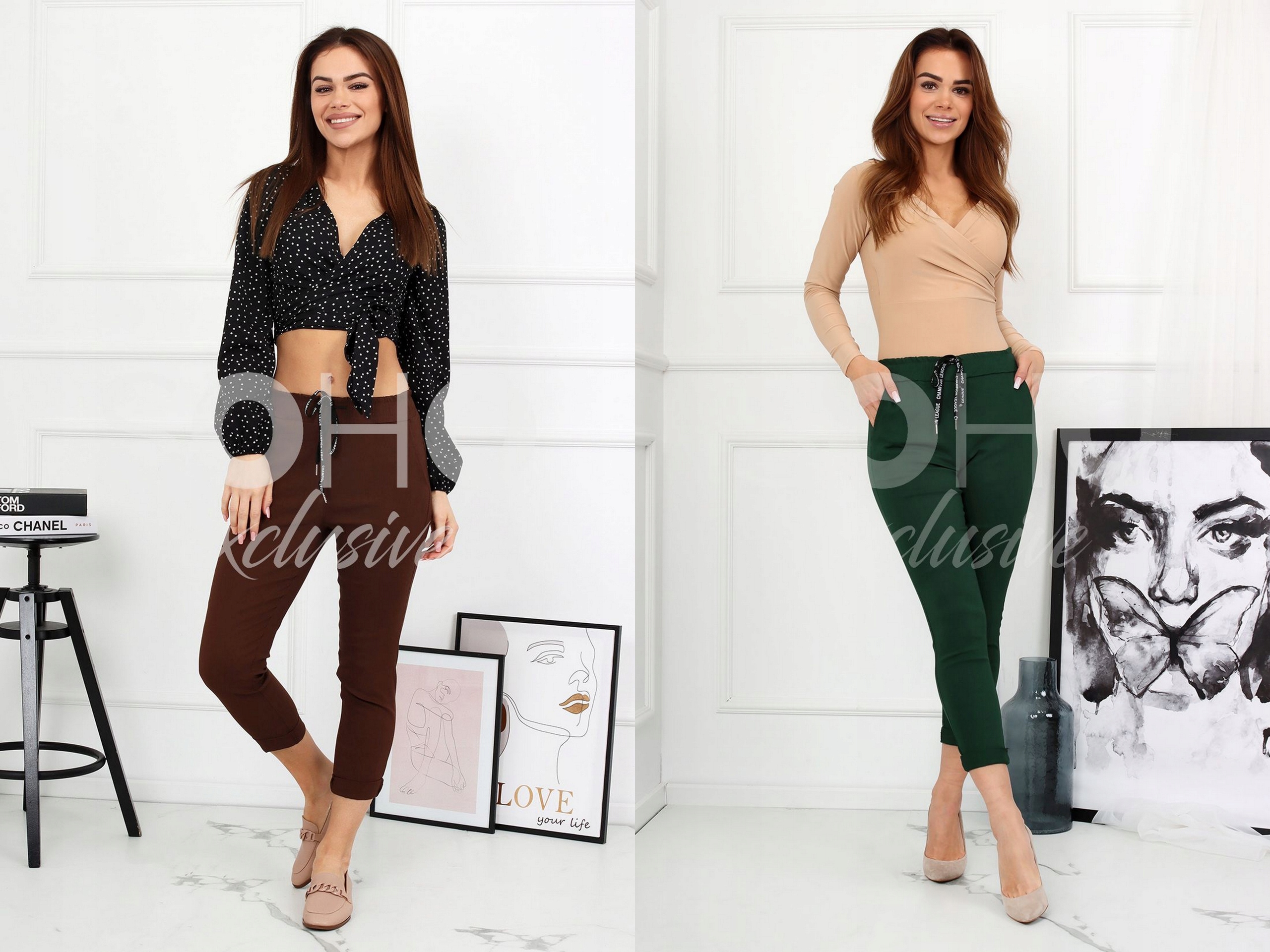 SPODNIE DAMSKIE RURKI CYGARETKI KLASYCZNE MODNE WYGODNE ELASTYCZNE 46 3XL Długość nogawki 7/8