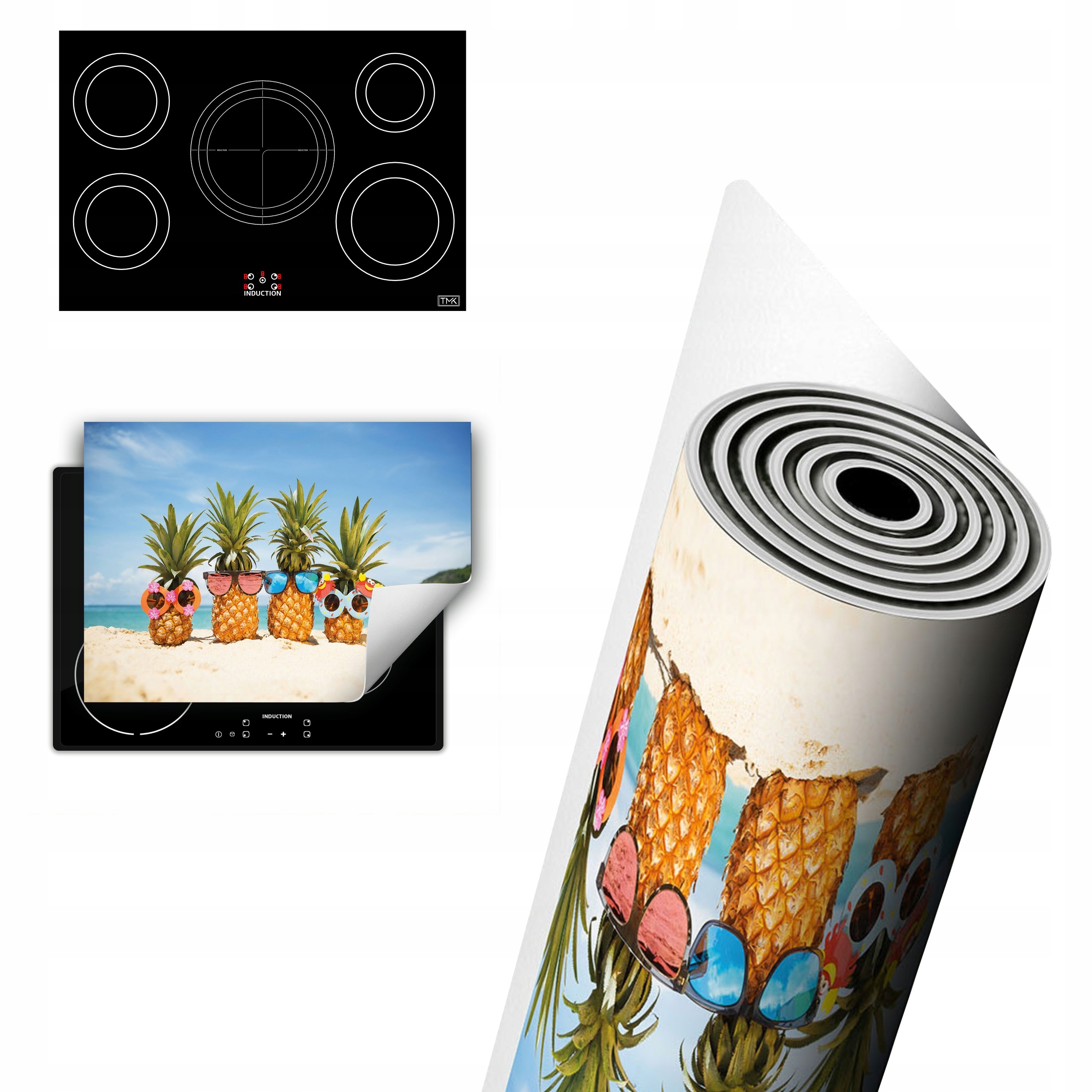 Vinylová Ochrana Na Indukci Desky 80x52 Pláž ananas