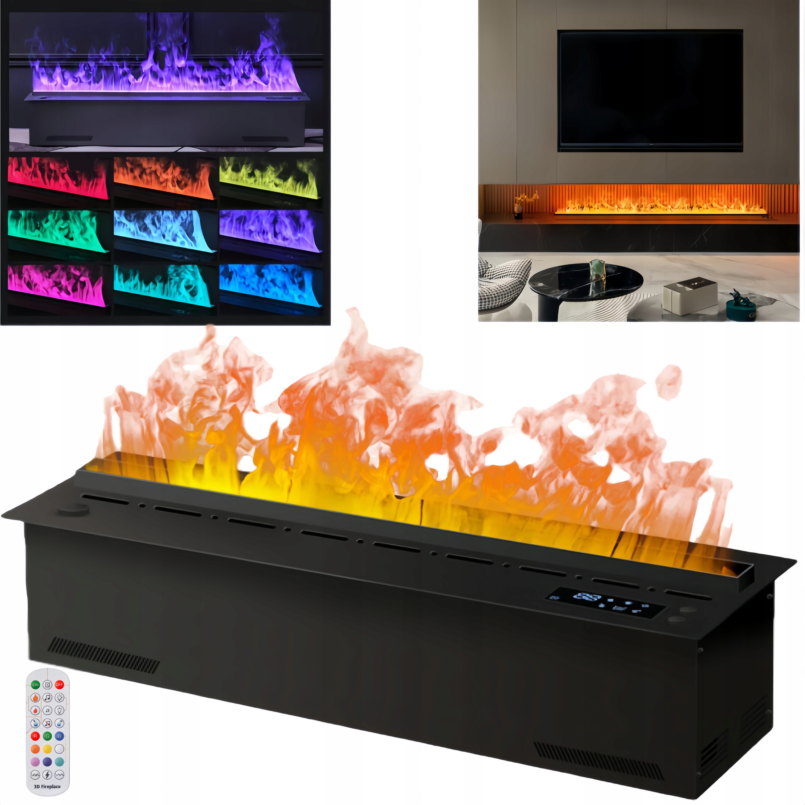 Led Inteligentny 3D elektryczny kominek parowy Dekoracja płomienia 1500mm