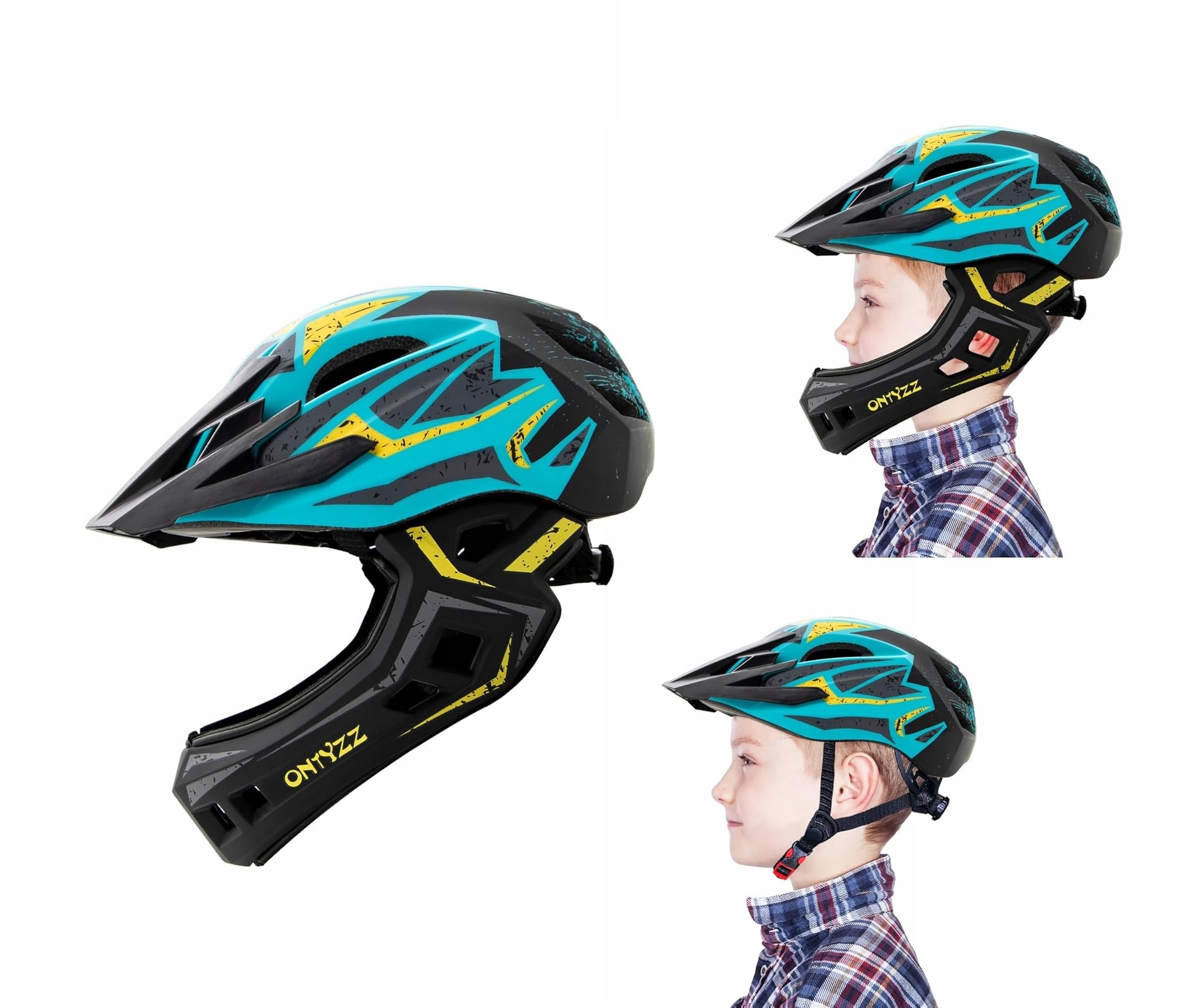 Kask Dziecięcy M 52- 56 cm full face z odpinaną szczęką rowerowy