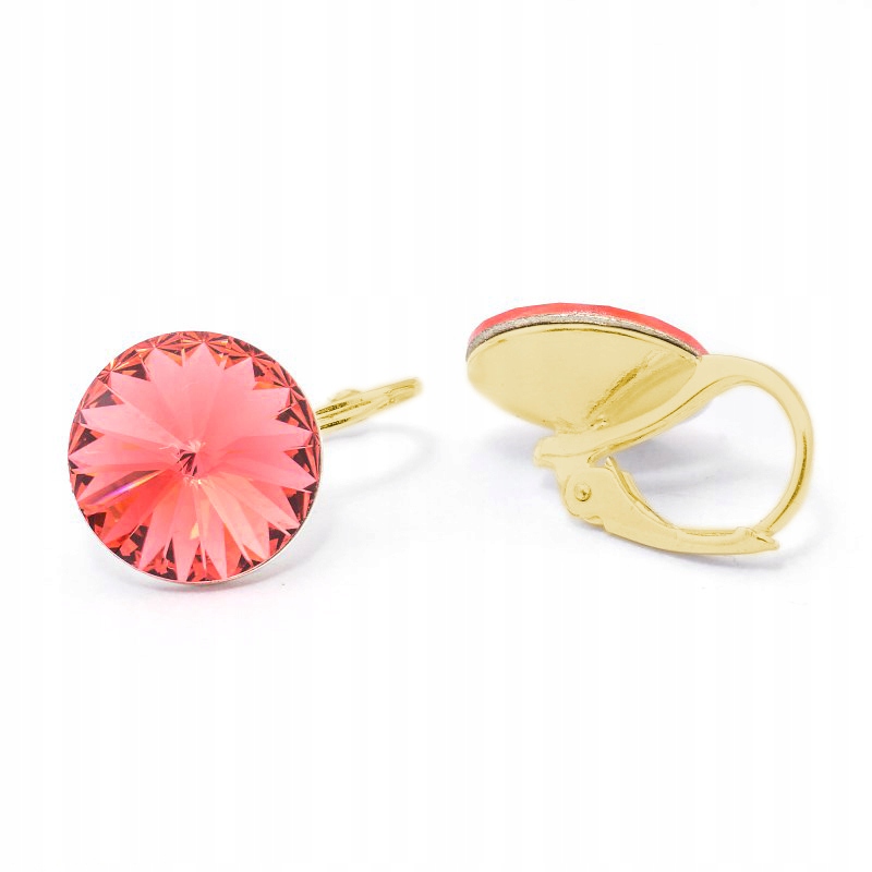 Náušnice pozlacené stříbro 925 s krystaly Swarovski Rivoli 12 mm Rose Peach