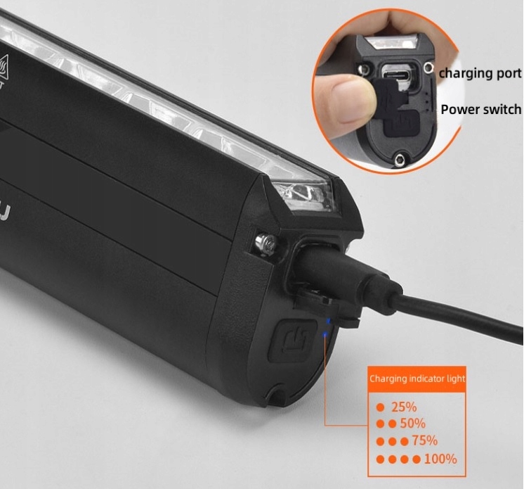 LAMPKA ROWEROWA LED PRZÓD Bardzo Mocna USB-C Marka bez marki