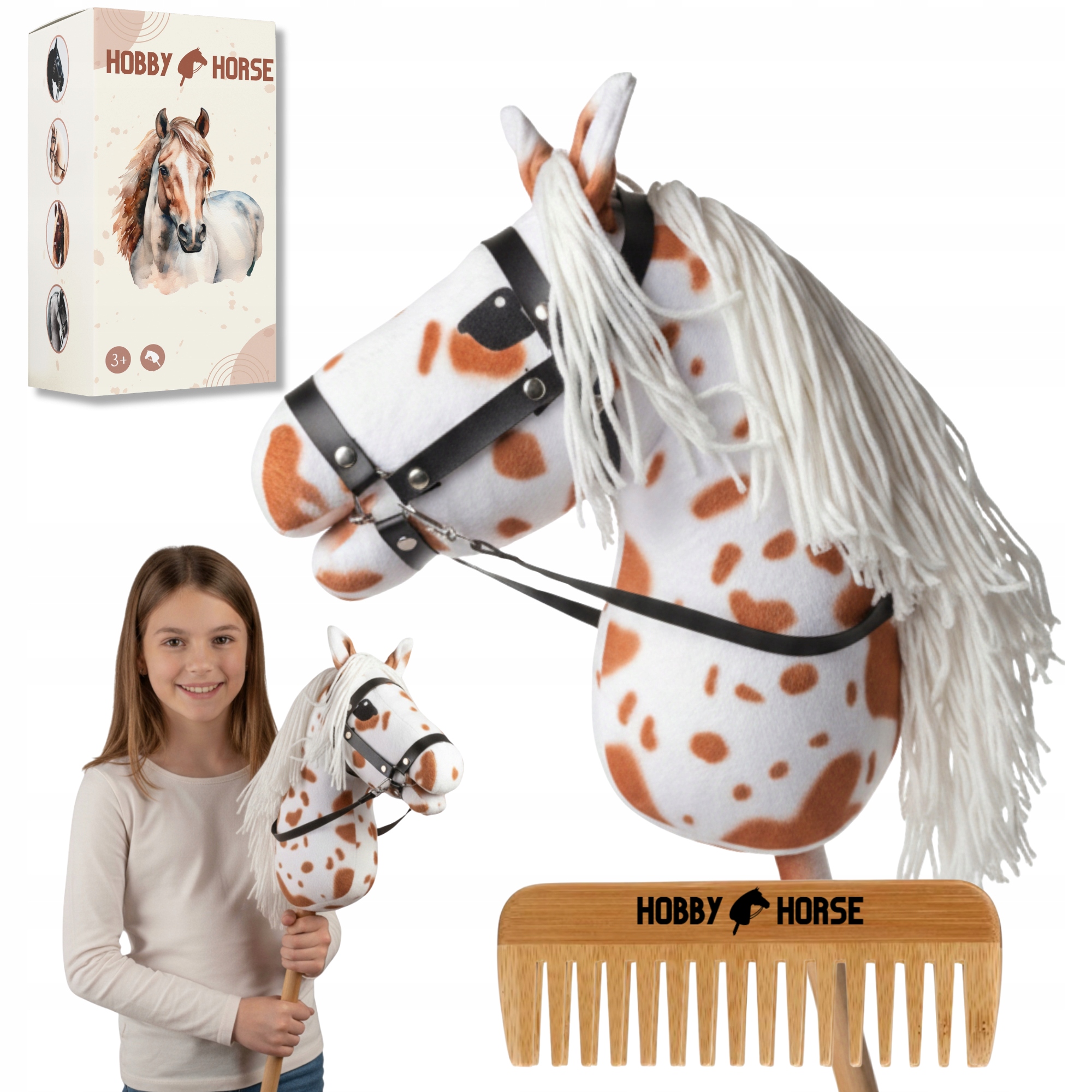 Hobby Horse Koń Na Kiju A3 Konik Z Grzywą Głowa Konia Grzebień Pudełko