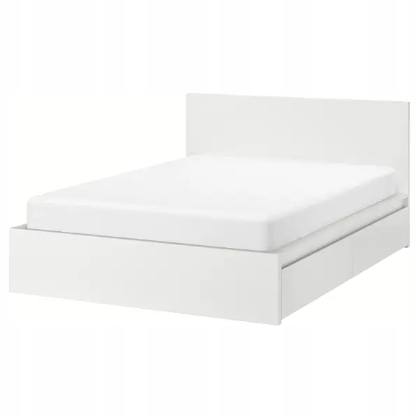 IKEA MALM Rama łóżka 4 szuflad biały Luroy 180x200