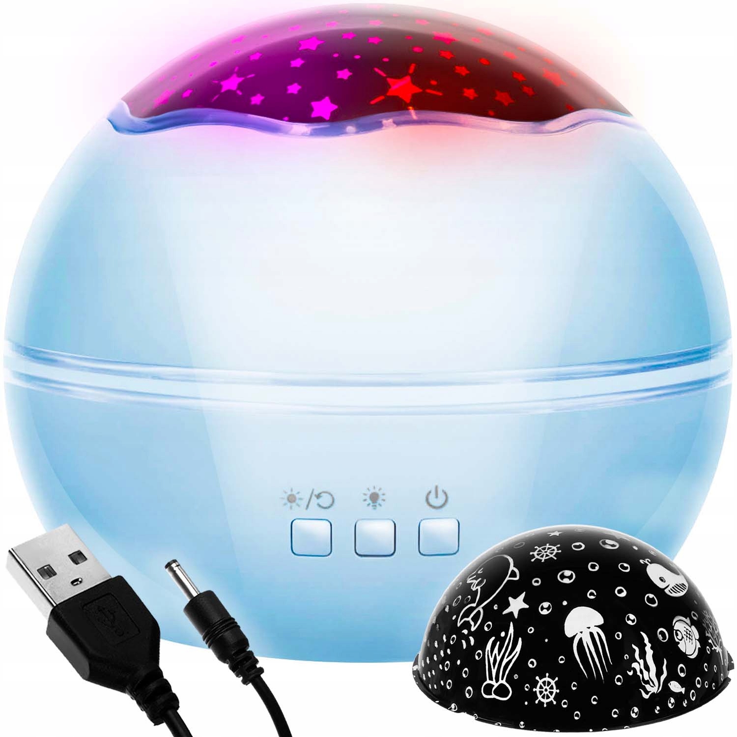 

Lampka Nocna Projektor Gwiazd Nieba Obrotowa 2w1