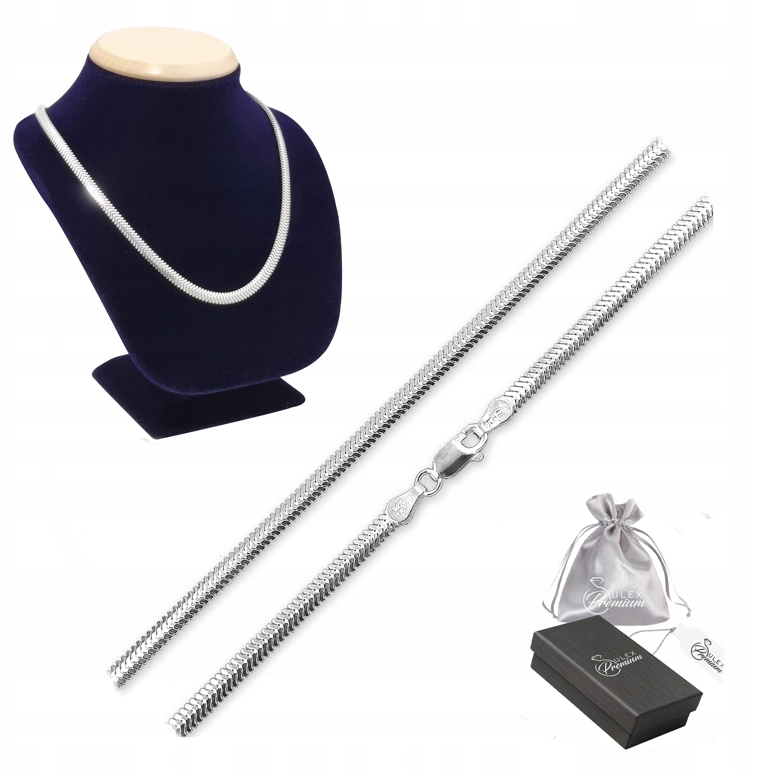 Oválná zmijka Stříbrný řetízek ryzost 925 Snake Linka pro ni 50 cm x 2,5 mm