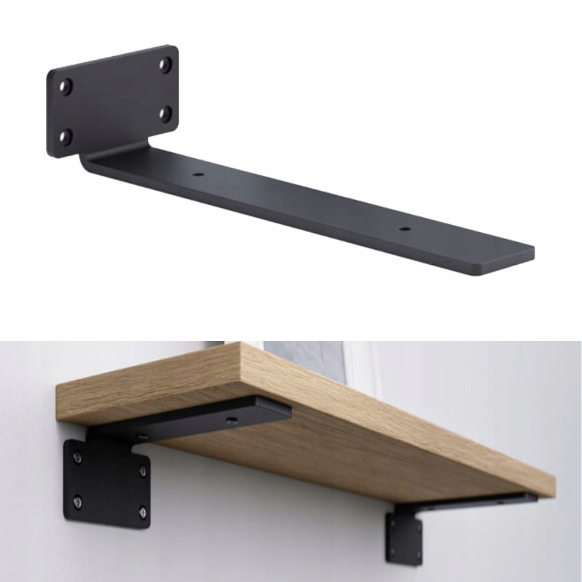 Konzole Na Polici Podpěra Pod Polici Loft Černý Držák Na Polici L-250 mm Pevný