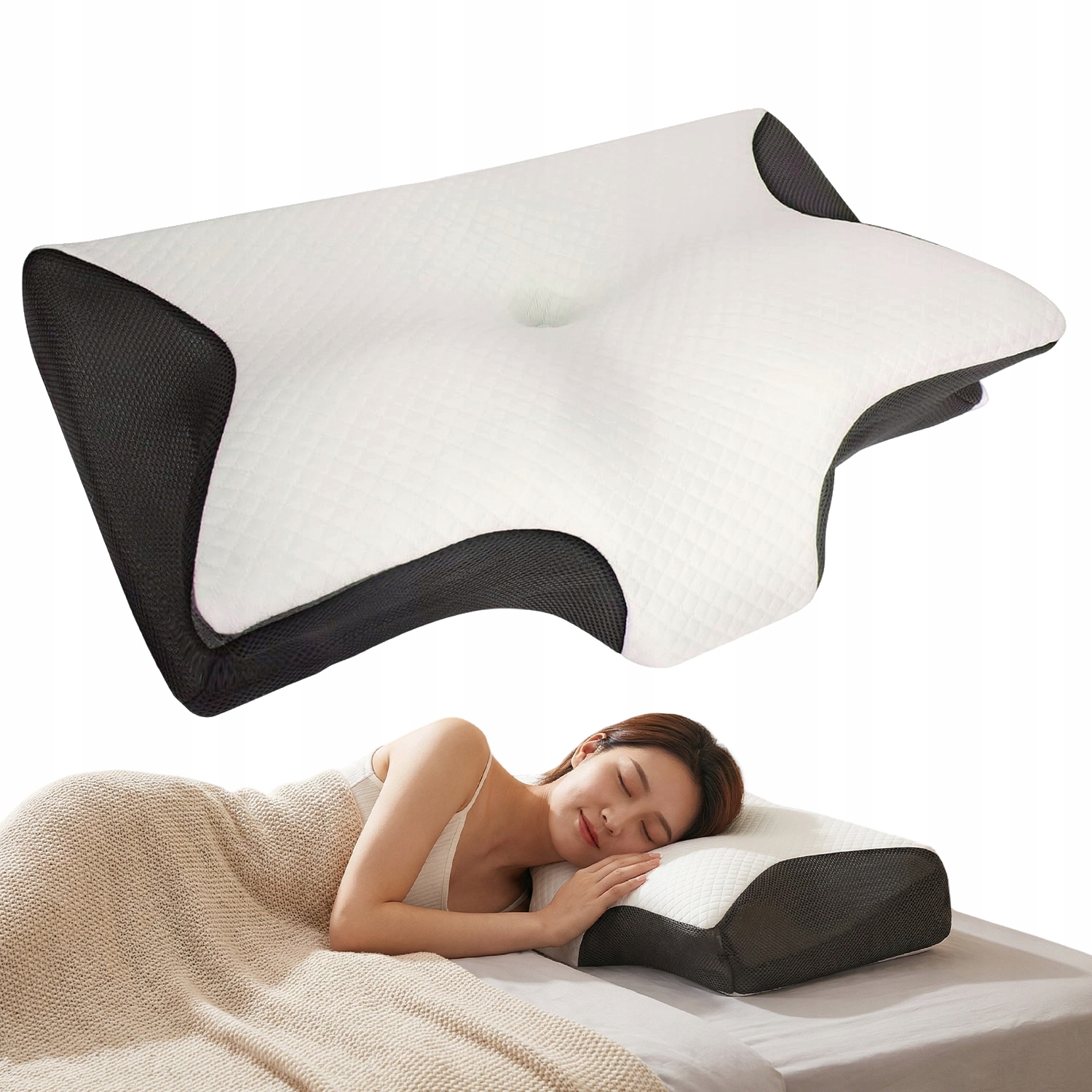 Poduszka Do Spania Na Boku I Brzuchu Ortopedyczna Ergonomiczna 62X37 CM