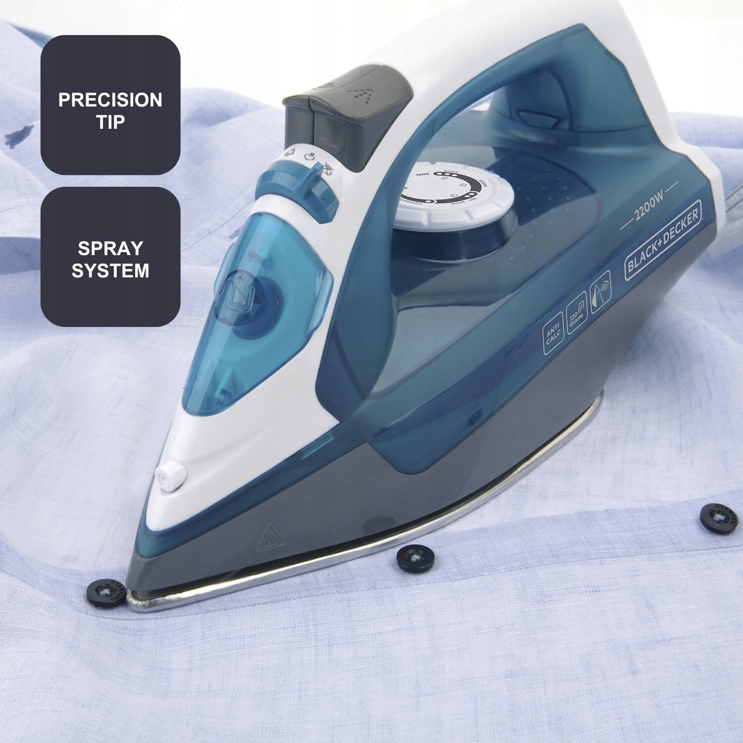 BLACK+DECKER Żelazko Parowe 2200W Plastikowy Zbiornik 370ml — miniatura 4