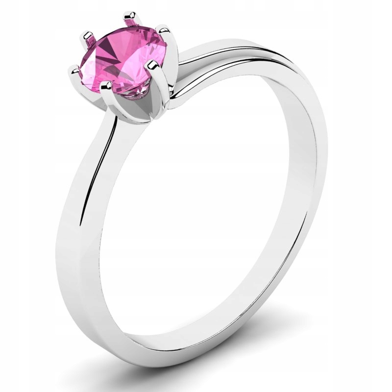 

Pierścionek Z Białego Złota Z Różową Cyrkonią 5MM