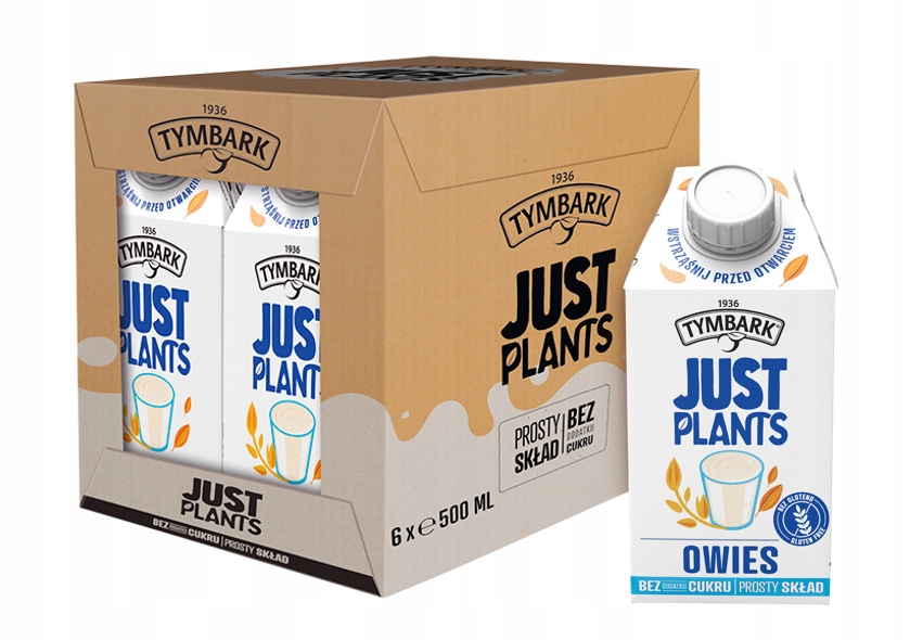 TYMBARK JUST PLANTS ОВЕС РАСТИТЕЛЬНЫЙ НАПИТОК БЕЗ DOD.Сахар без глютена 6x 500 мл