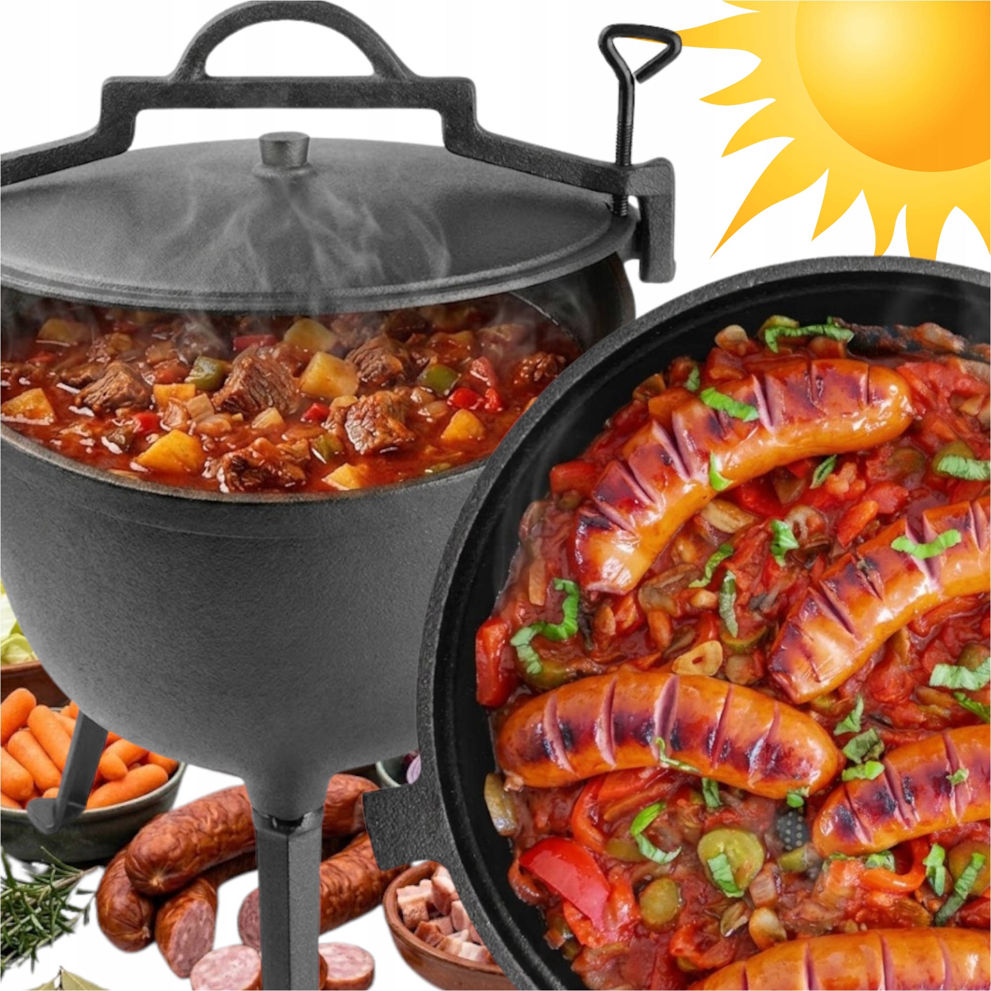 Stojaci Kotlík Na Oheň Vyrobený Z Liatiny 14 Kg Pre 10 Osôb