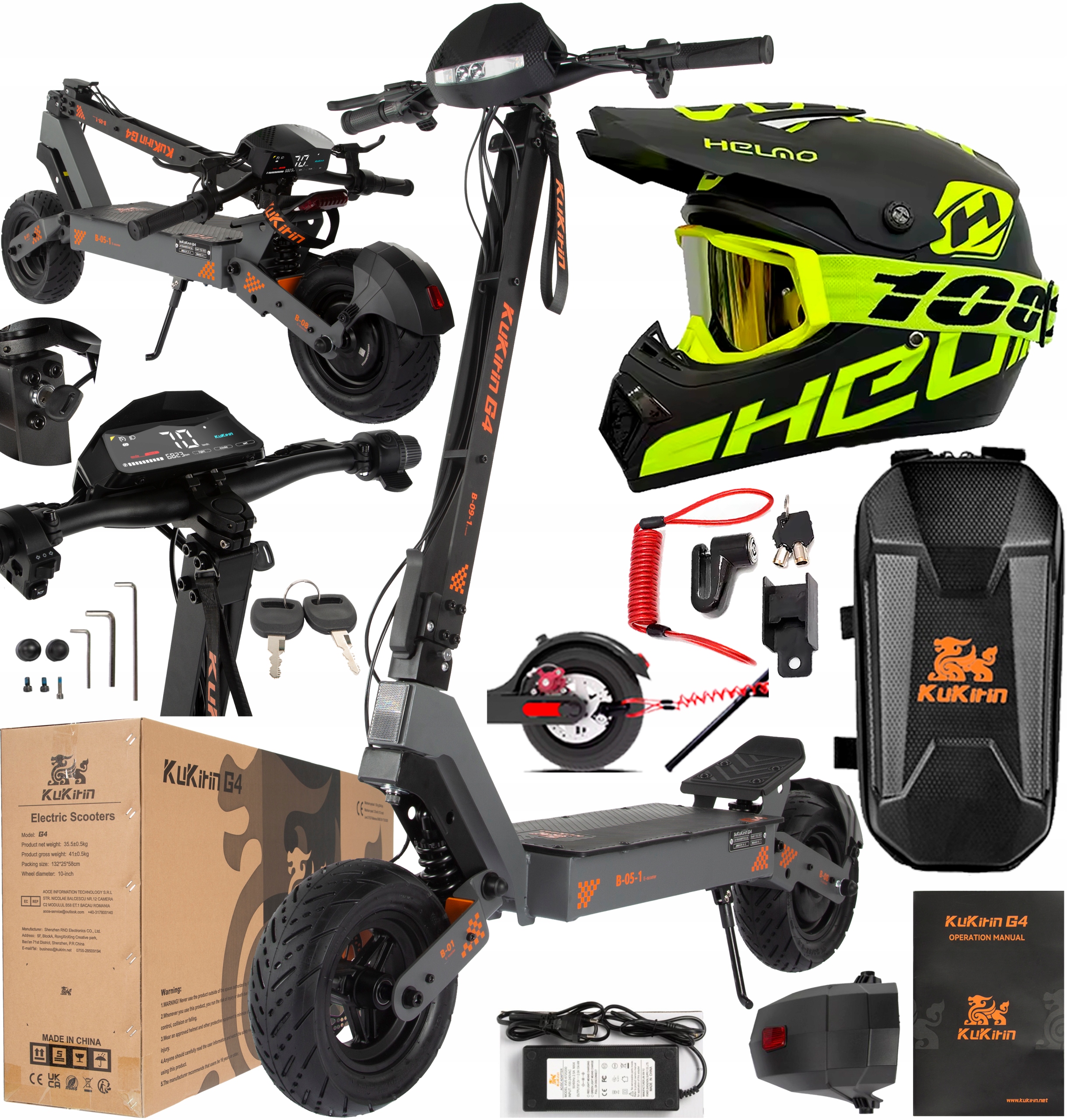 KuKirin G4 Pojazdy elektryczne 2000W 60V 20Ah 70KM/H 75KM 11“ +Prezent