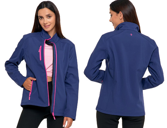 Dámská sportovní bunda bez kapuce Moraj softshell s horami námořnická modrá S