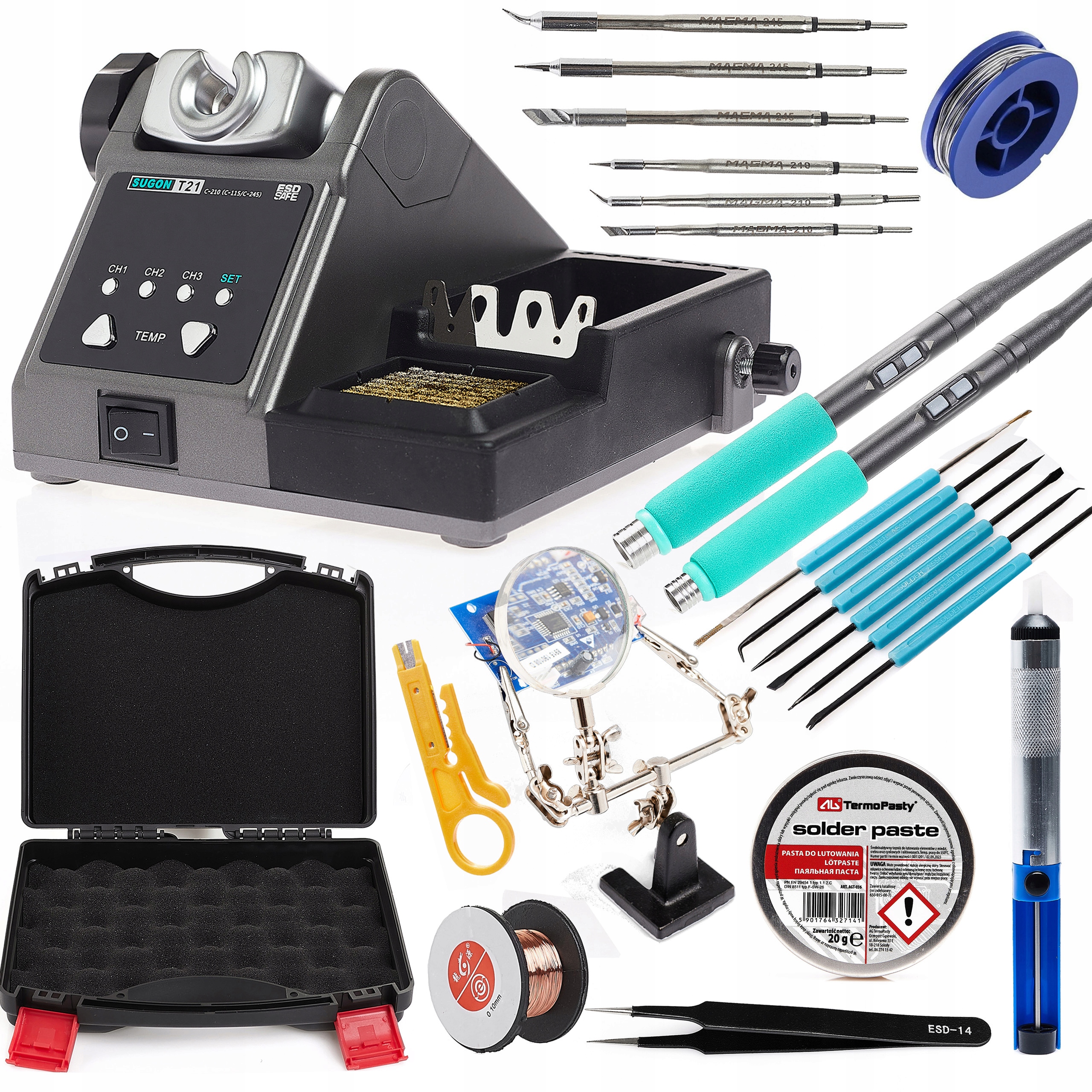 Pájecí Stanice T21 T245+T210 Cín Pasta Třetí Ruka Příslušenství Techrebal