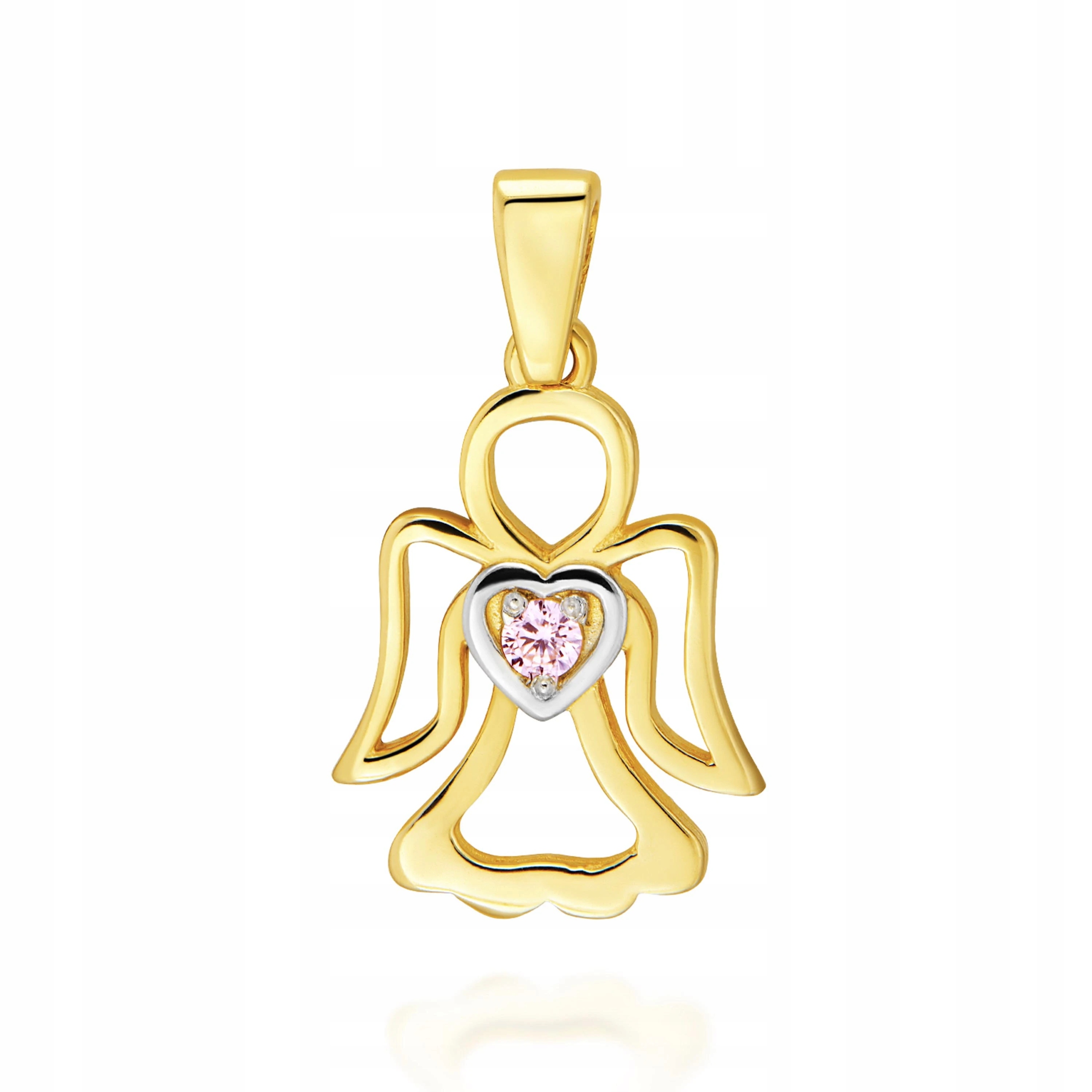 Zlatý Přívěsek 585 Andílek S Růžovou Zirkonií Dárek Pro Dívku