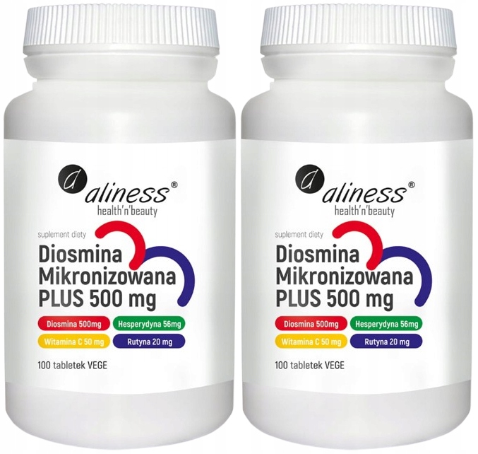 Zestaw 2x Diosmina mikronizowana Plus 500 mg 100 tabl. Skóra Dziąsła Zęby