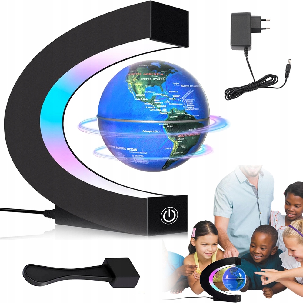 GLOBUS LEWITUJĄCY MAGNETYCZNIE PODŚWIETLANY LED DEKORACJA PREZENT DO SZKOŁY