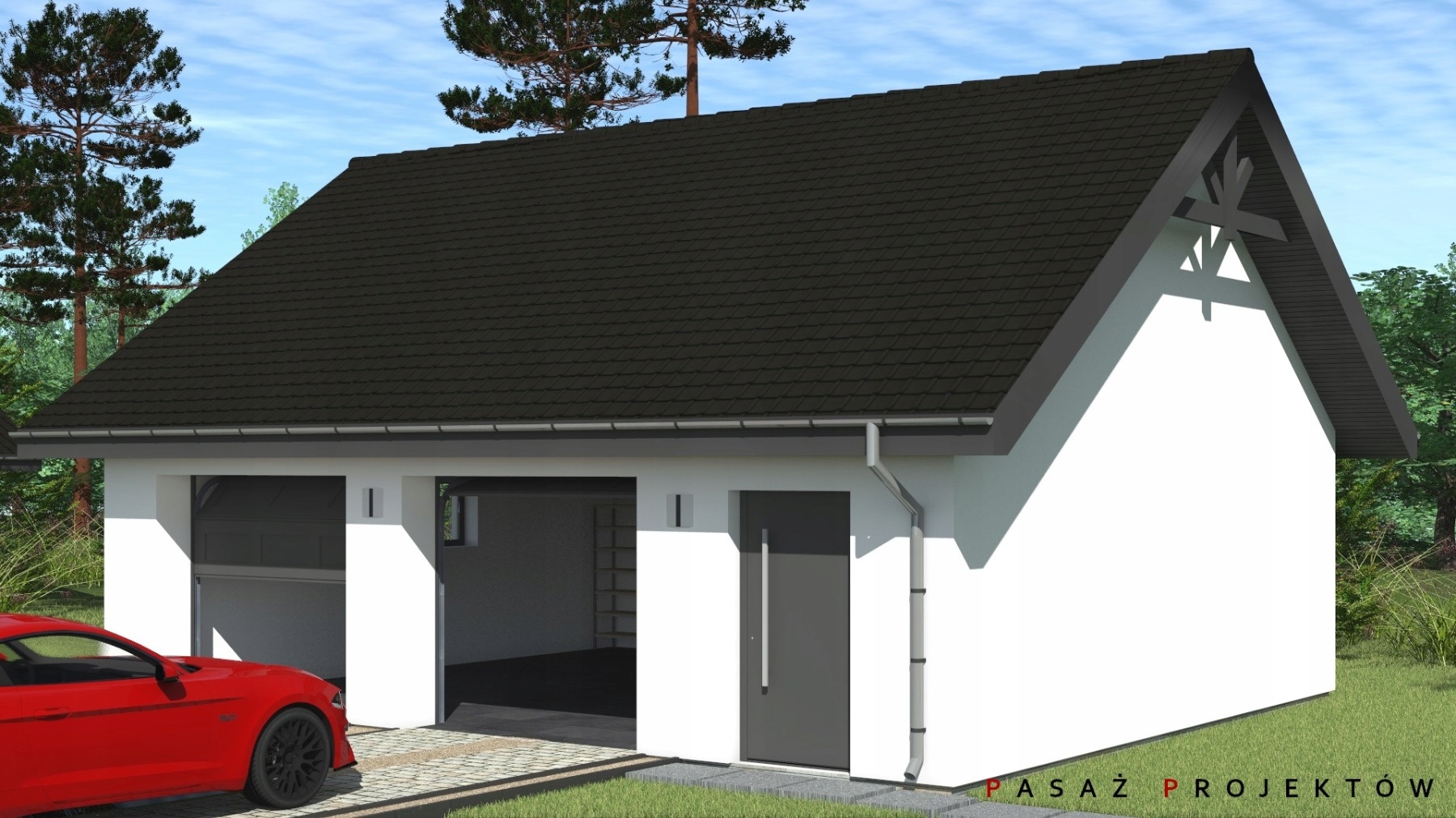 PROJEKT BUDYNKU GARAŻOWO-GOSPOD. Z PIWNICĄ G21R