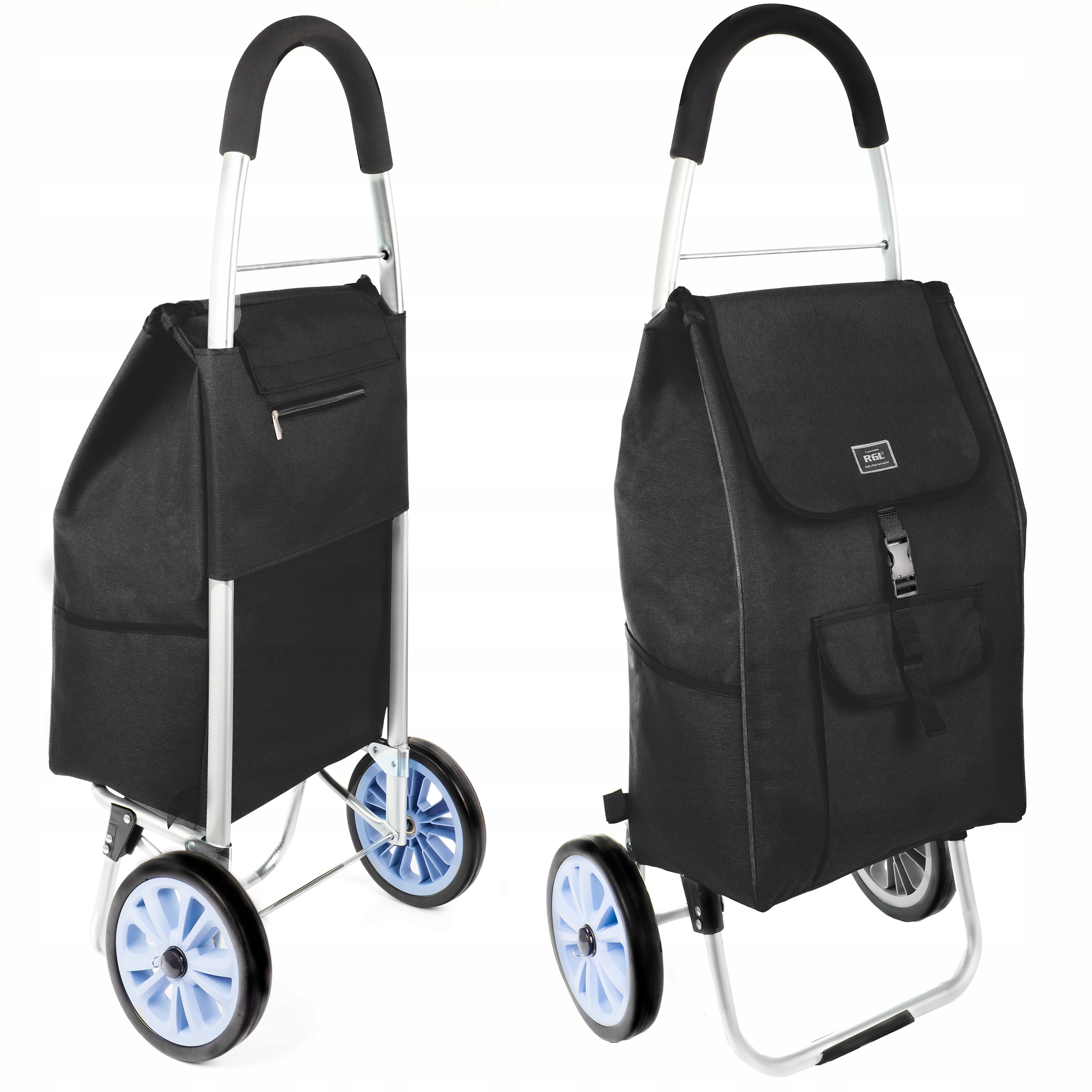 Wózek Na Zakupy Zakupowy Lekki Składany Na Dużych Kółkach Alu Torba 44l