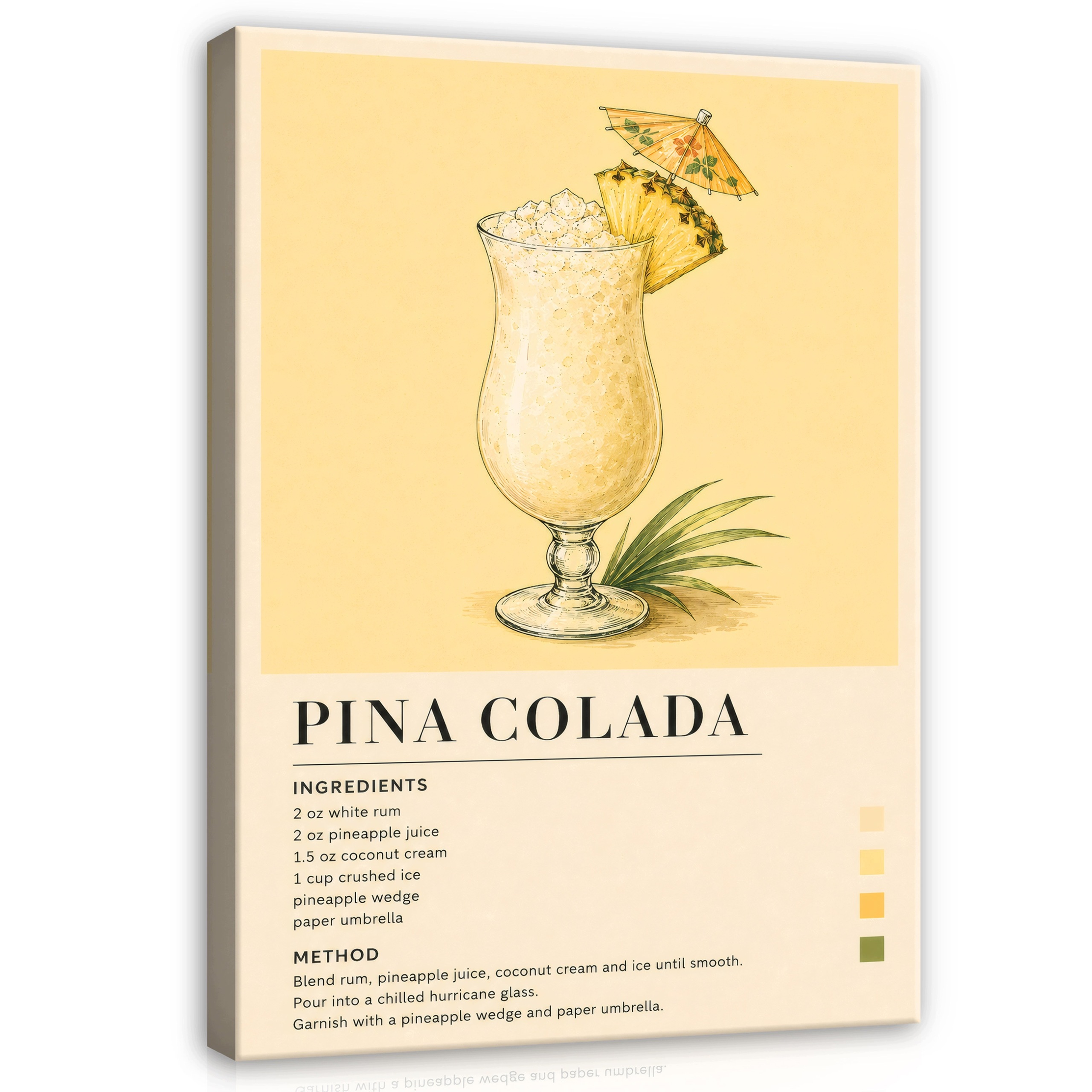 Obraz Drink Recept Pina Colada Retro Do Kuchyně Baru Na Plátně 90x60