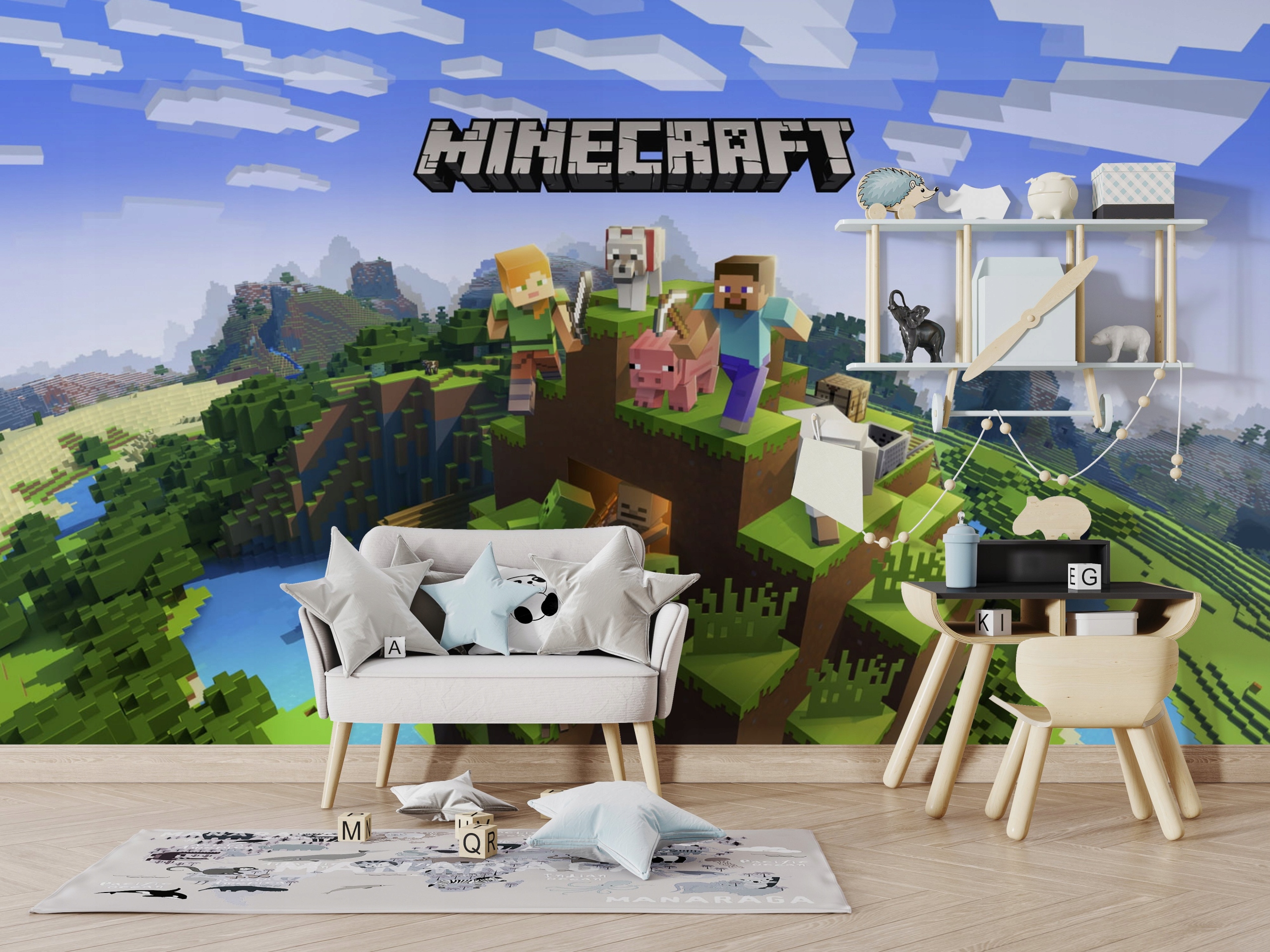 Fototapeta Dla Dzieci Minecraft Z Postaciami Do Pokoju 294x260