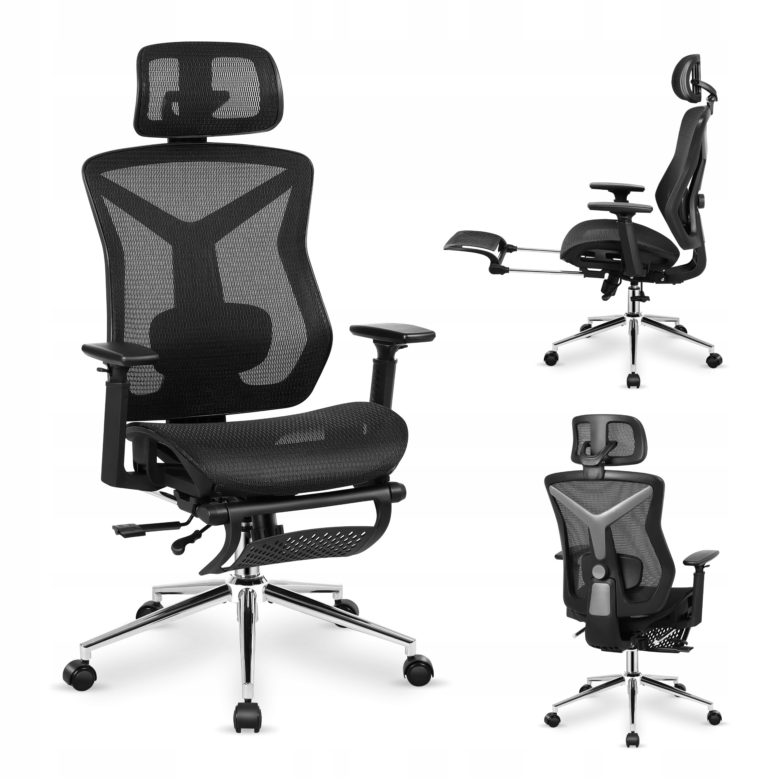 Ergonomické kancelářské křeslo Mark Adler černé, otočné, s podnožkou