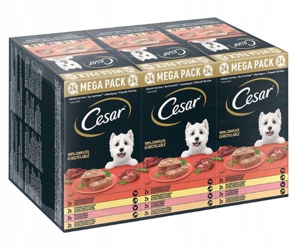 Cesar Classic Terrine mokra karma dla psa mix mięsnych smaków 24x150g