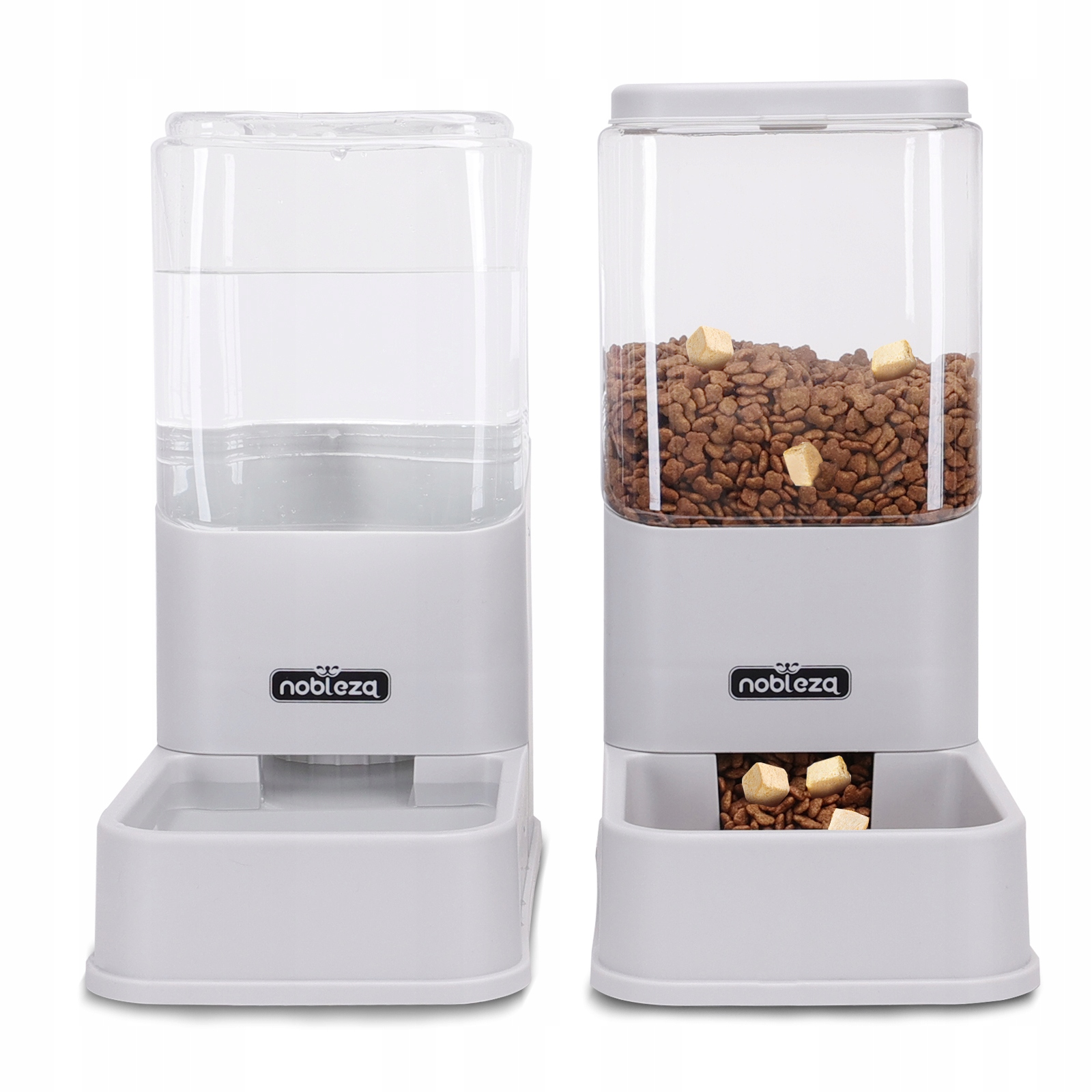 Dávkovač Krmiva A Vody Automatický Podavač Miska Pro Psa 2 x 3,8L šedý