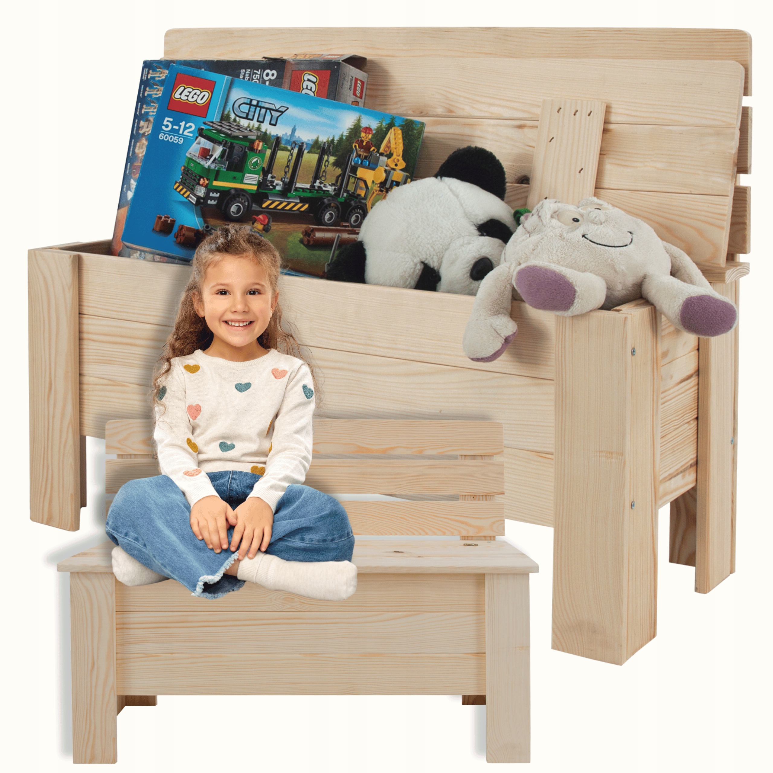 Skrzynia na zabawki Ławka z oparciem i pojemnikiem Skrzynia ogrodowa Eko