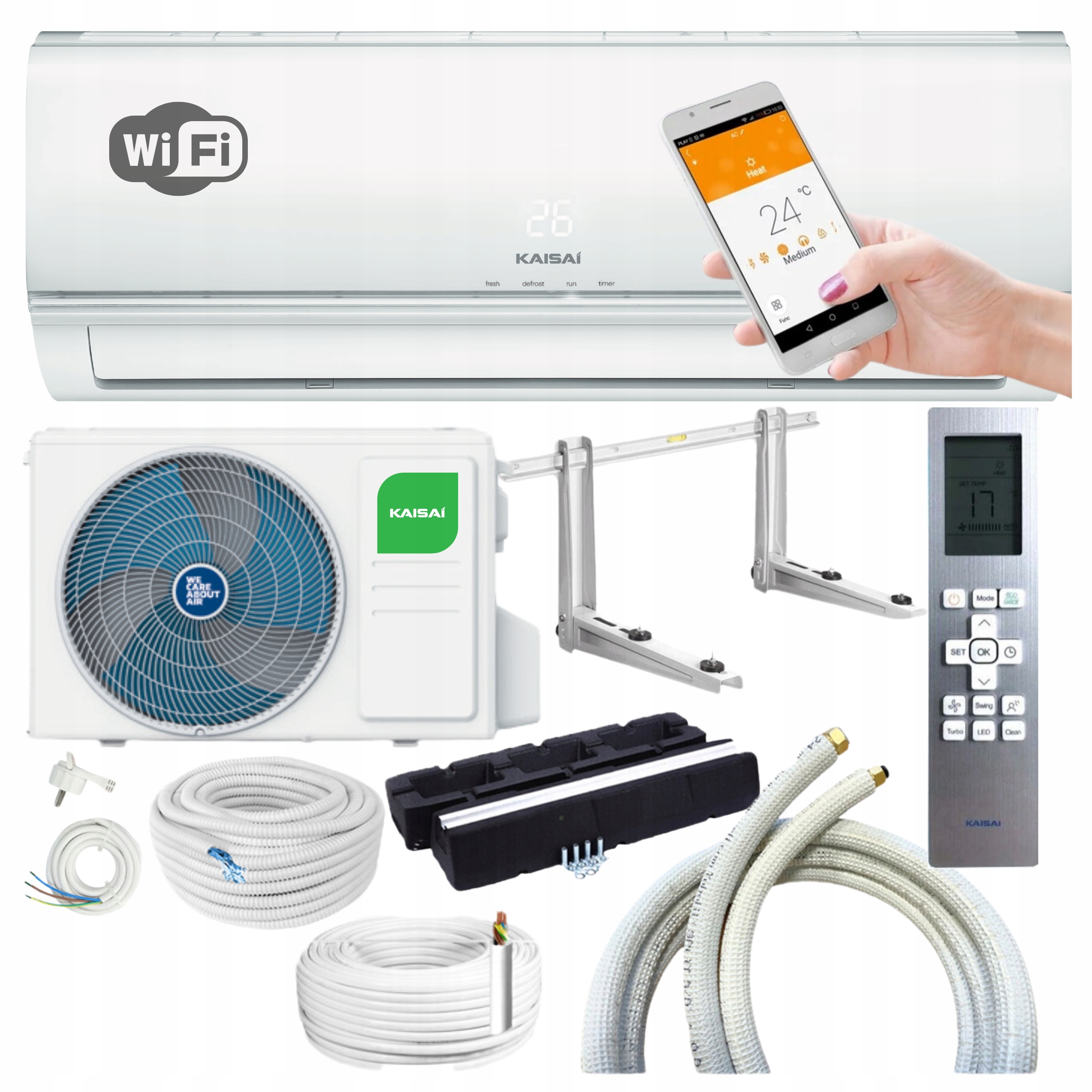 Nástěnný klimatizátor Kaisai Eco 3,5 kW Wifi 2025 sada Samostatná Montáž