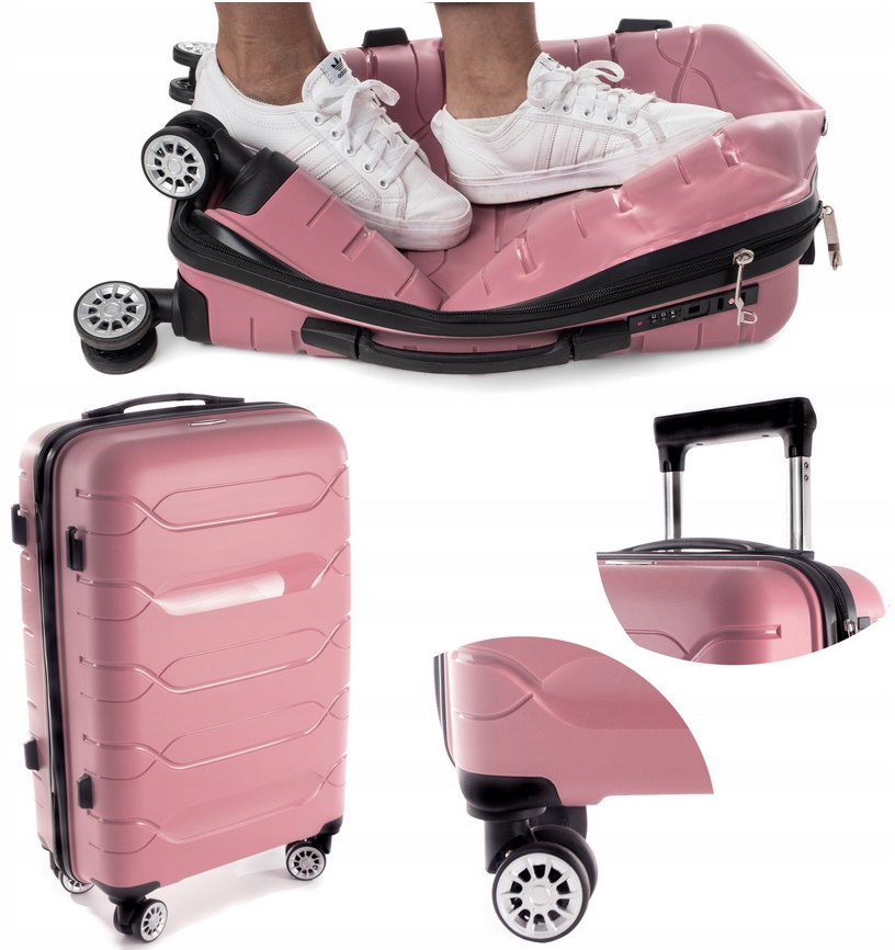 Walizka Mała Kabinowa Do Samolotu Polipropylen Zamek Tsa Różowa 31L