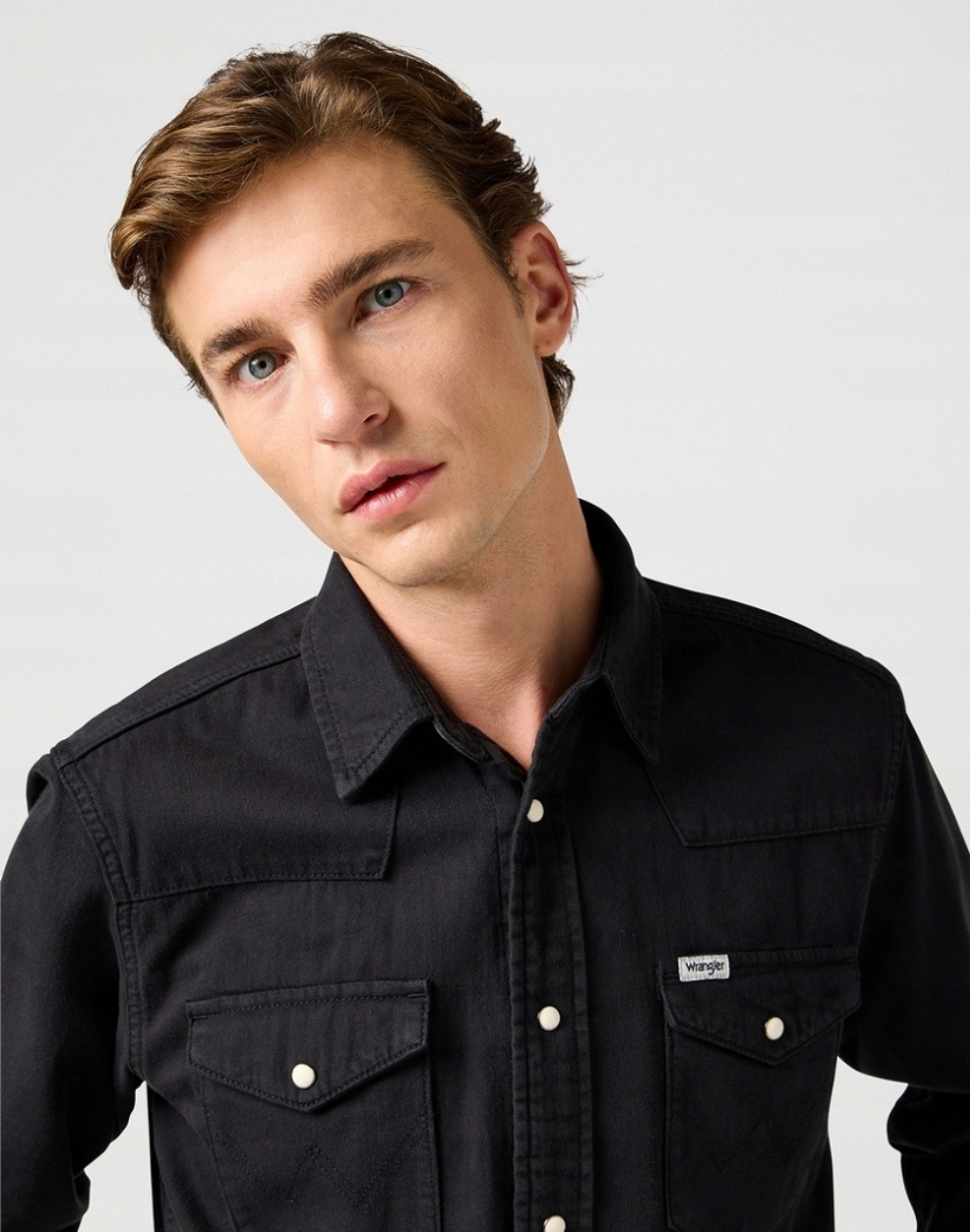 Wrangler WESTERN SHIRT Black Rinse męska koszula jeansowa REGULAR FIT M Linia regular