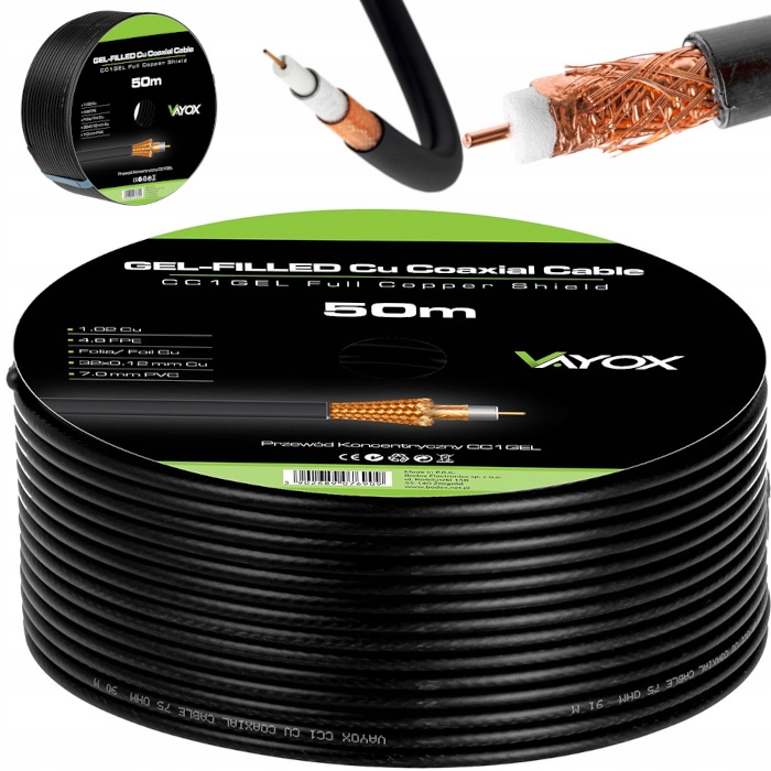 KABEL KONCENTRYCZNY PRZEWÓD ŻEL CU ZIEMNY MIEDŹ 50 VAYOX