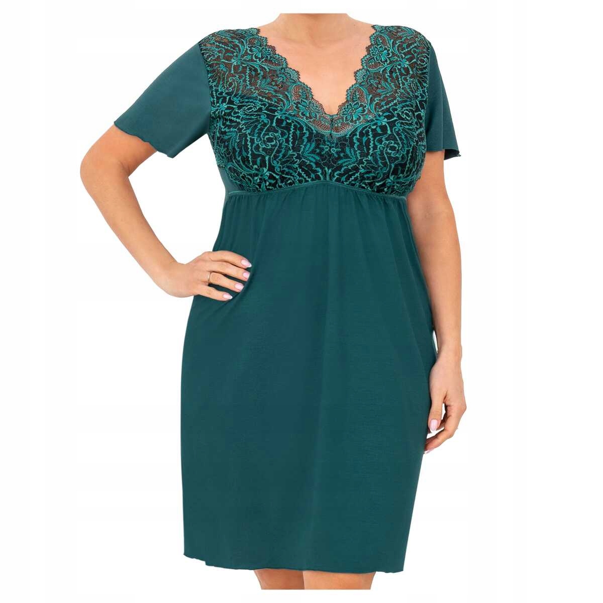 Donna Košile noční z viskózy s krátkým rukávem Melania zelená plus 6XL