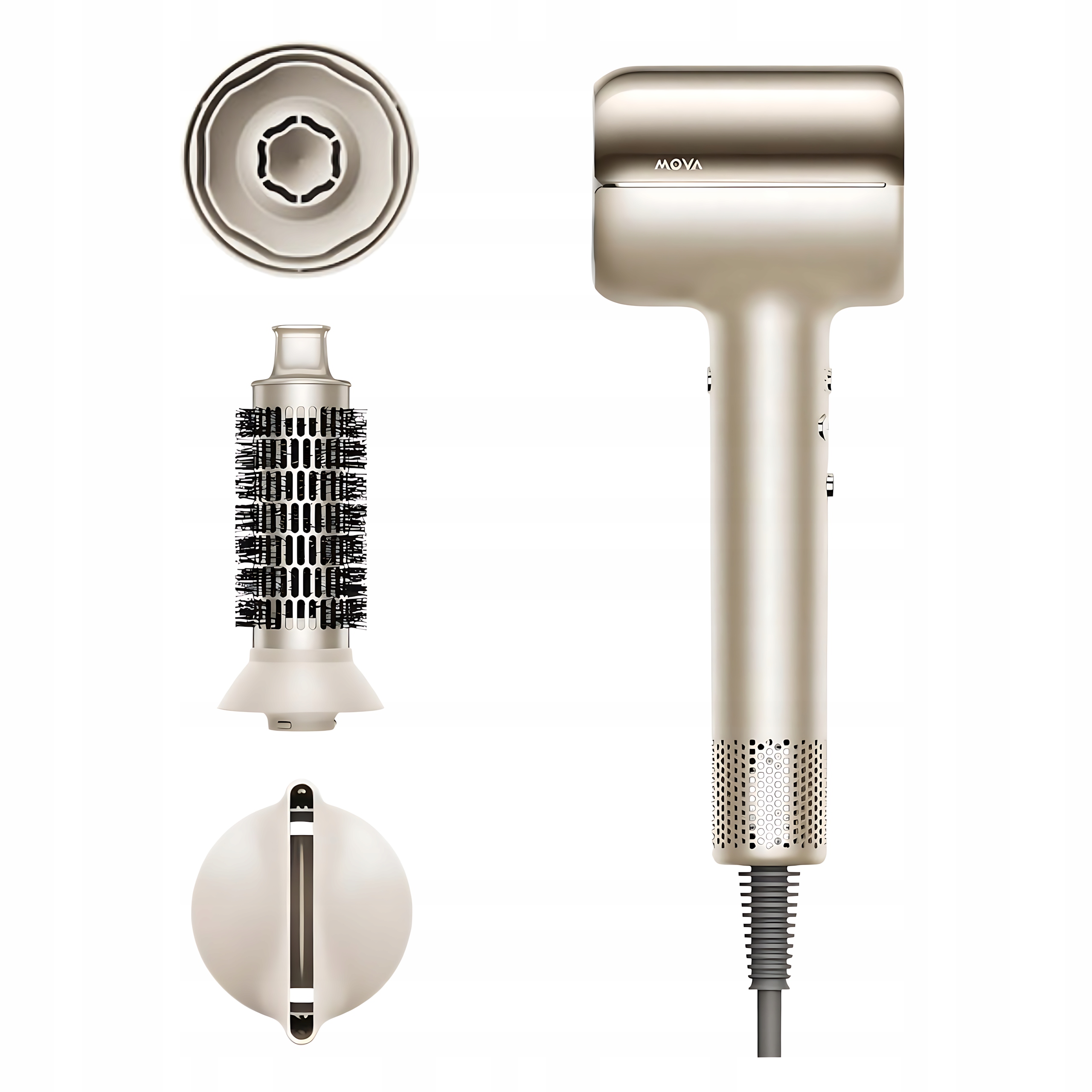 Suszarka Do Włosów Z Jonizacją Mova Shine 20 Złota 65m/s 3 Końcówki