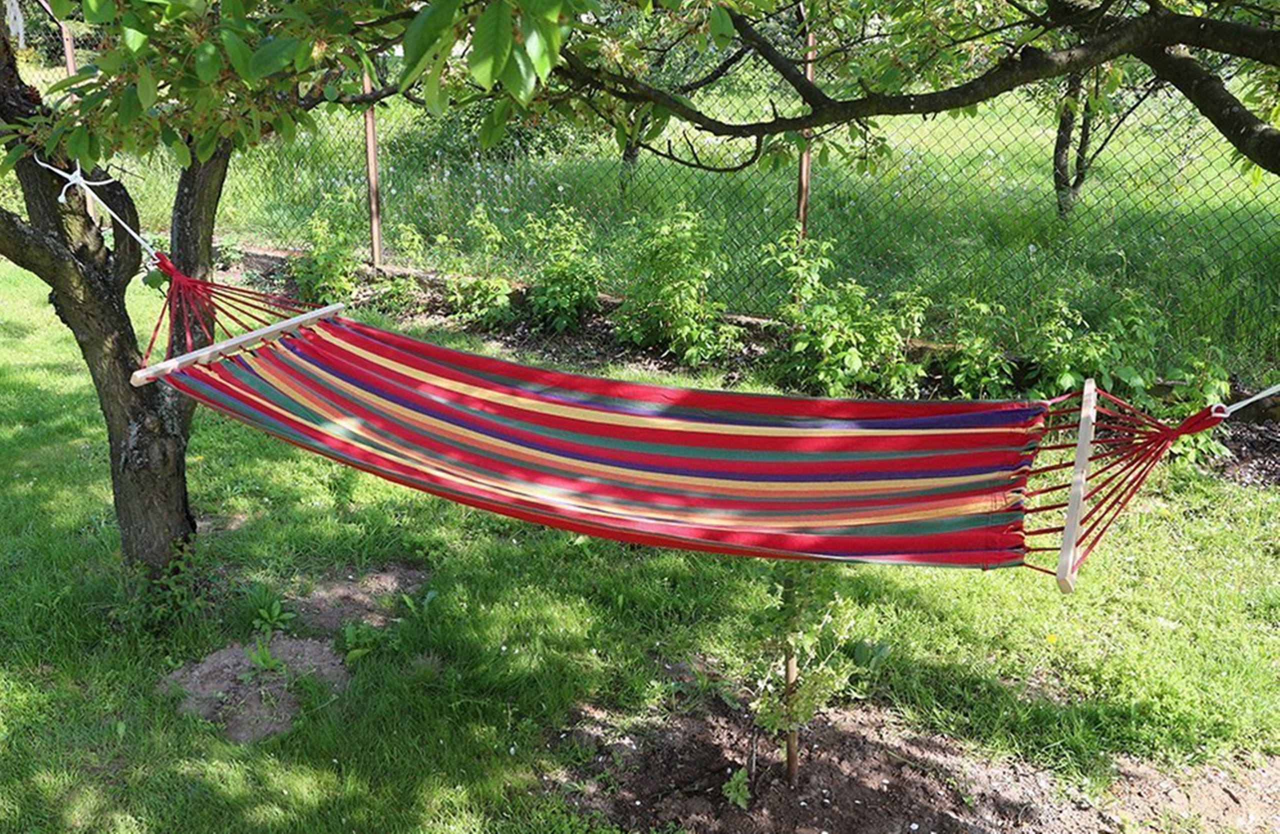 HAMAK OGRODOWY 1 OSOBOWY Z DRĄŻKIEM DO OGRODU MOCNY JEDNOOSOBOWY 260x80 CM Szerokość materiału 80 cm