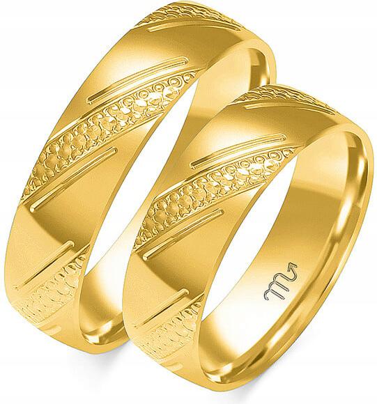 Zlaté snubní prsteny pro pár na svatba 14K 585, rok 14 15 16, módní svatební kolekce
