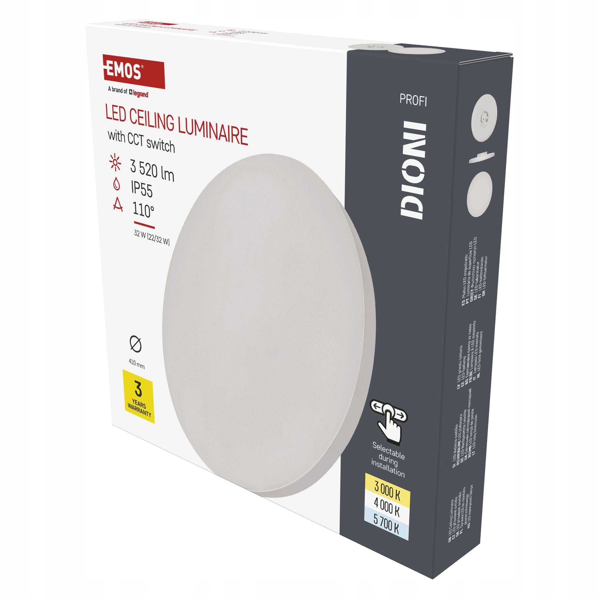 Led přisazené svítidlo Dioni kruhové, bílé, 32W, se změnou Cct