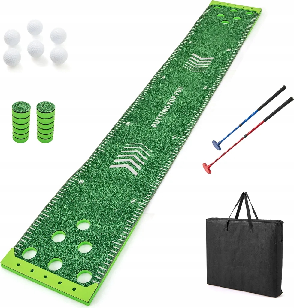 Sada pro golfovou hru Costway Podložka na putting zelená 332 cm