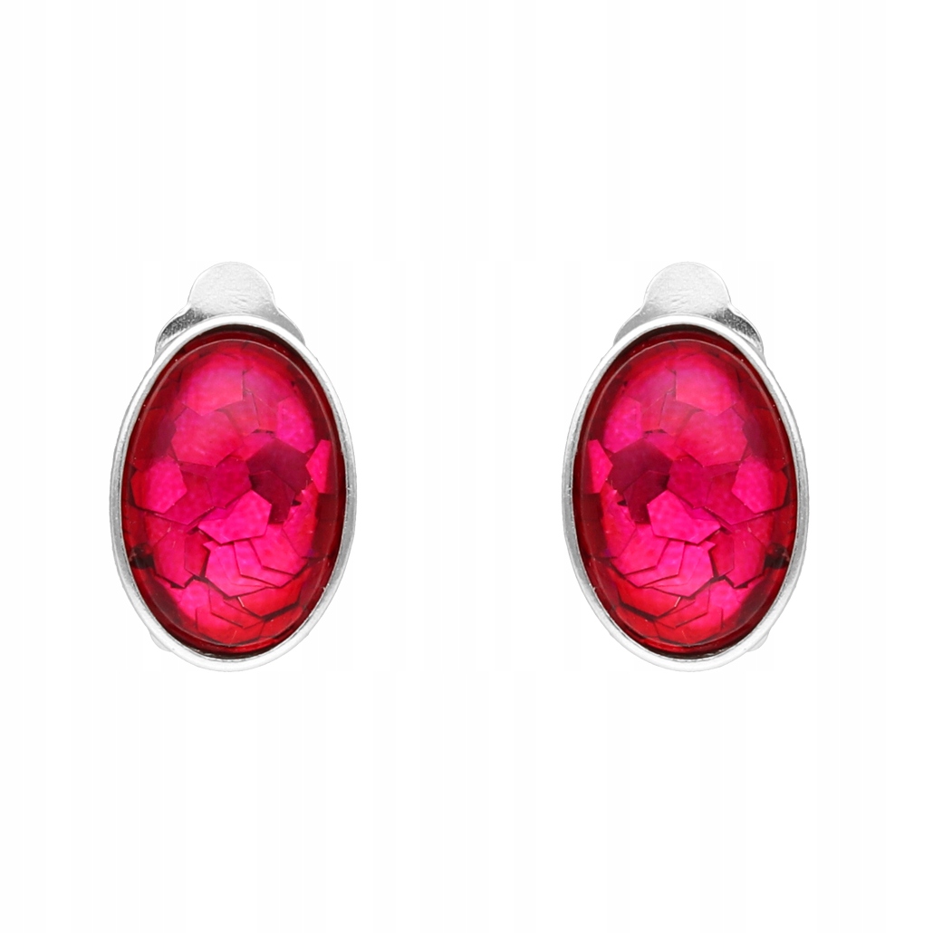 Oválné klipy s ohnivým opálem, tmavě růžové stříbro