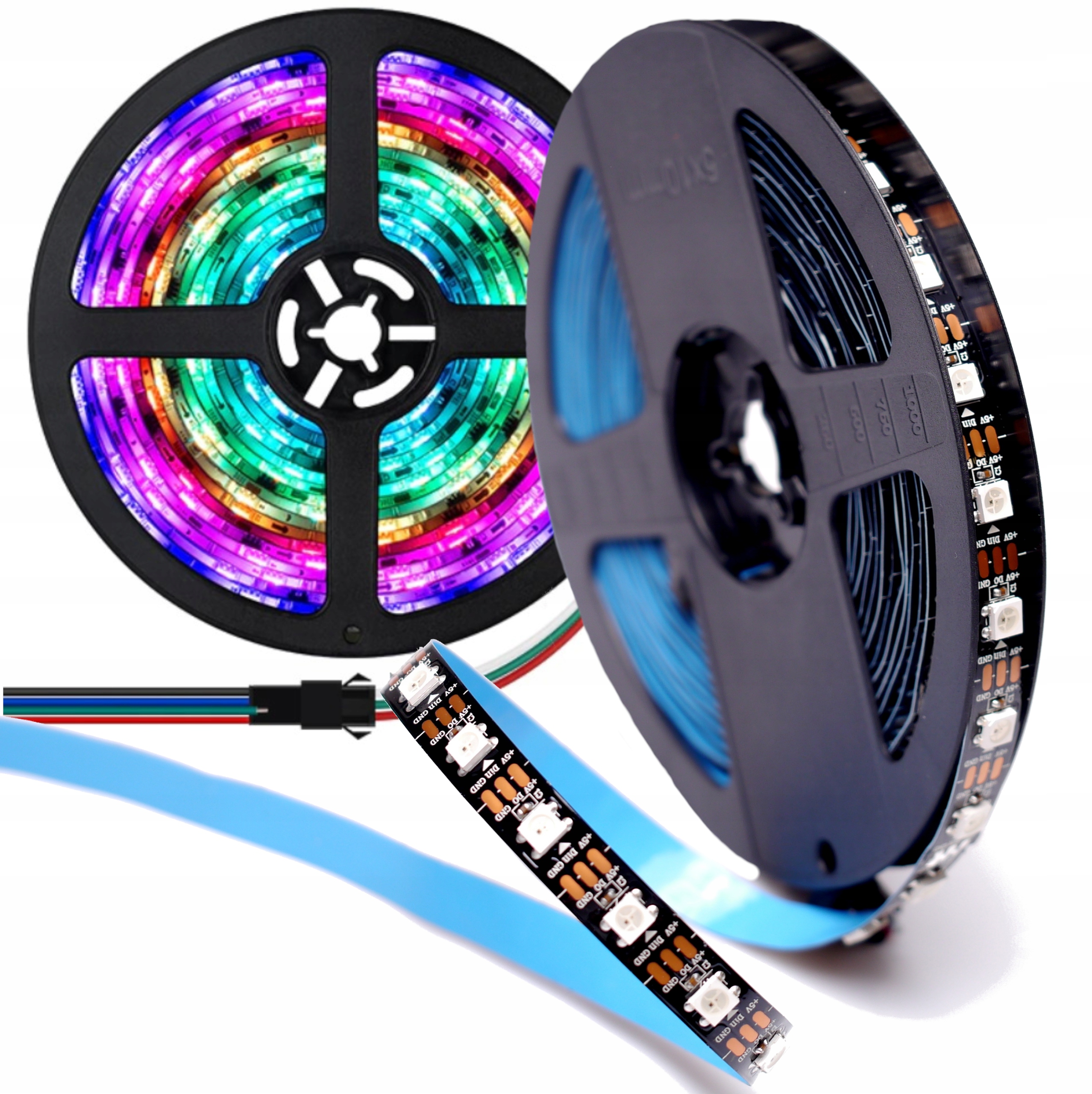 1m taśma WS2812B argb 5V 18W IP30 smart MAGIC led programowalna CZARNA ...