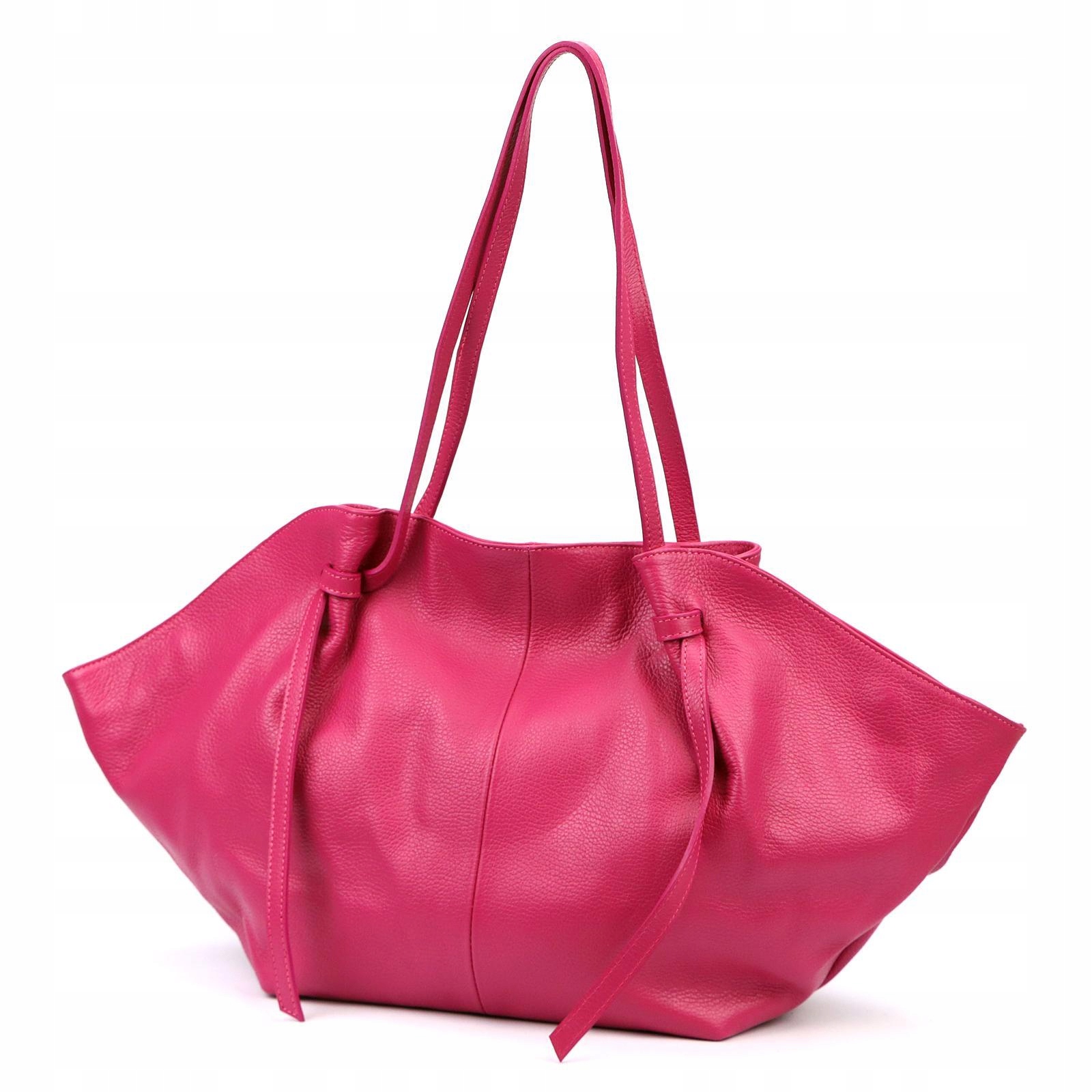 Torebka skórzana damska shopper pojemna A4 Luka Dollaro fuksja