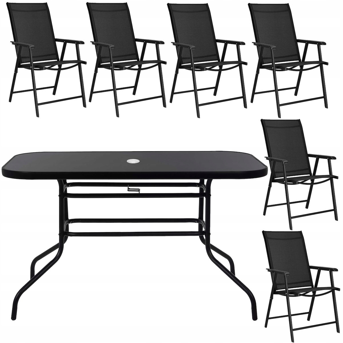 MEBLE OGRODOWE STÓŁ +6 KRZESEŁ NA TARAS BALKON DUŻY ZESTAW MEBLI OGRODOWYCH Materiał dominujący metal