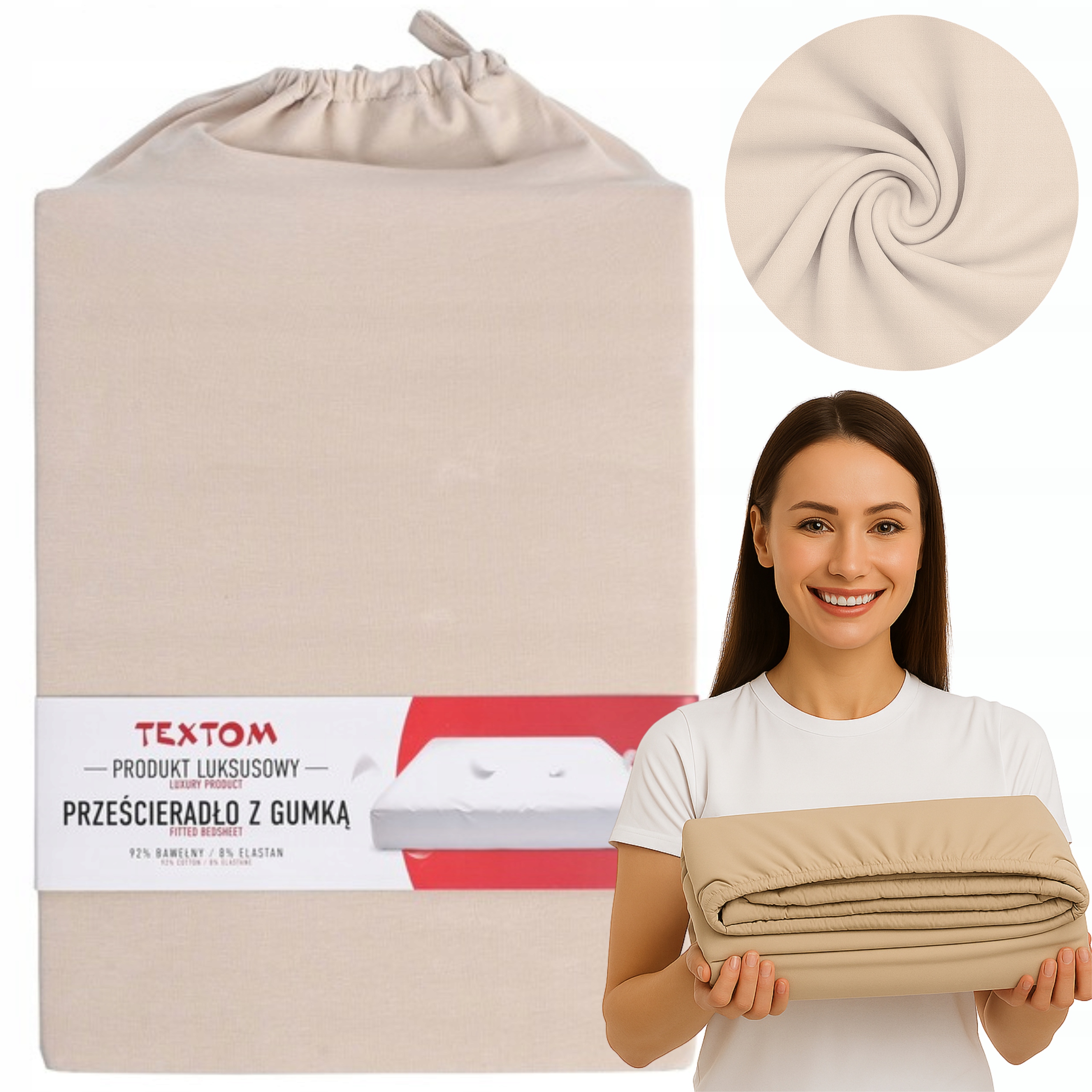 Prześcieradło Z Gumką 160X200+35CM Premium Bawełna Elastan