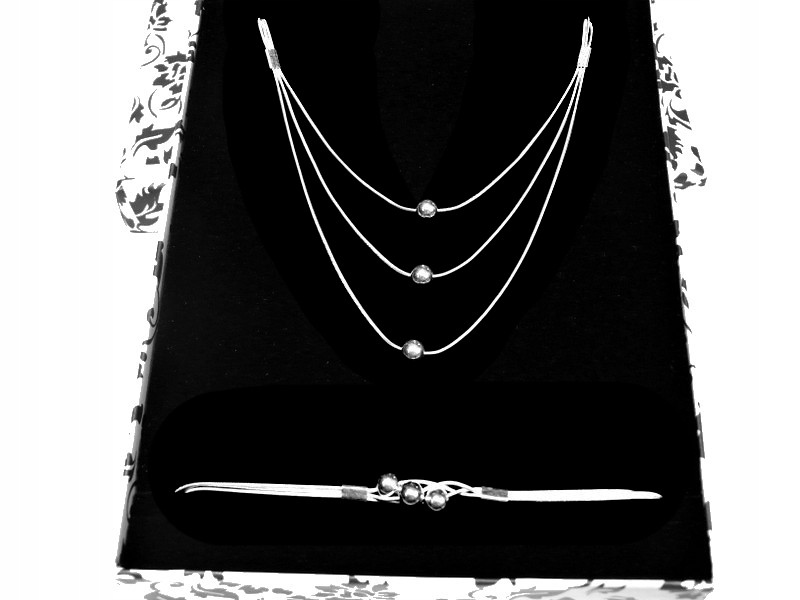 

Komplet Naszyjnik Bransoletka Kulki srebro 925