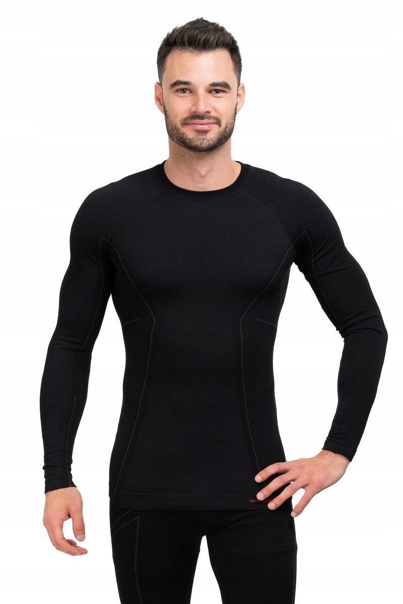 Koszulka termoaktywna męska Brubeck Active Wool LS12820 czarna L