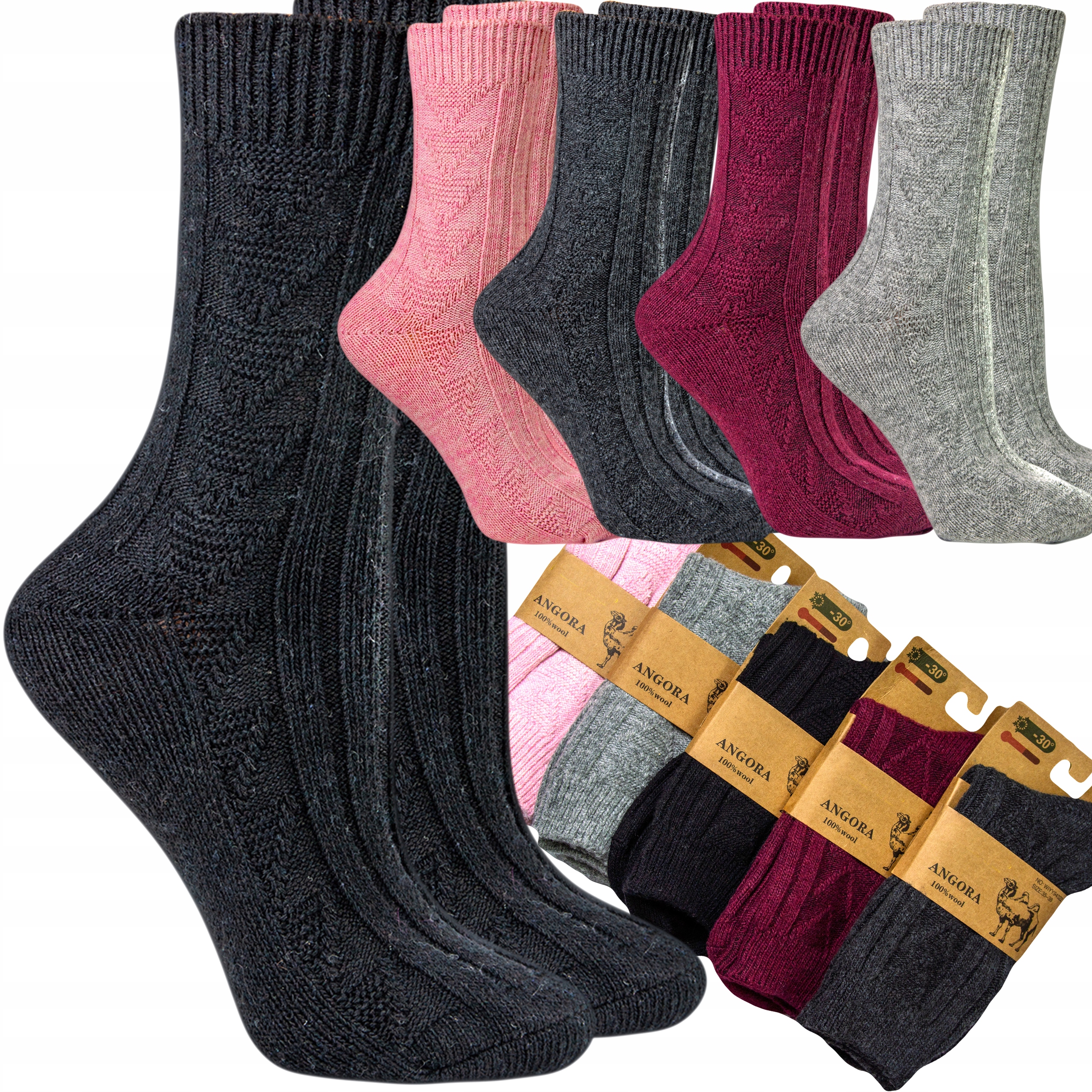

5x Ciepłe Skarpety Damskie Wełniane Angora 39-42