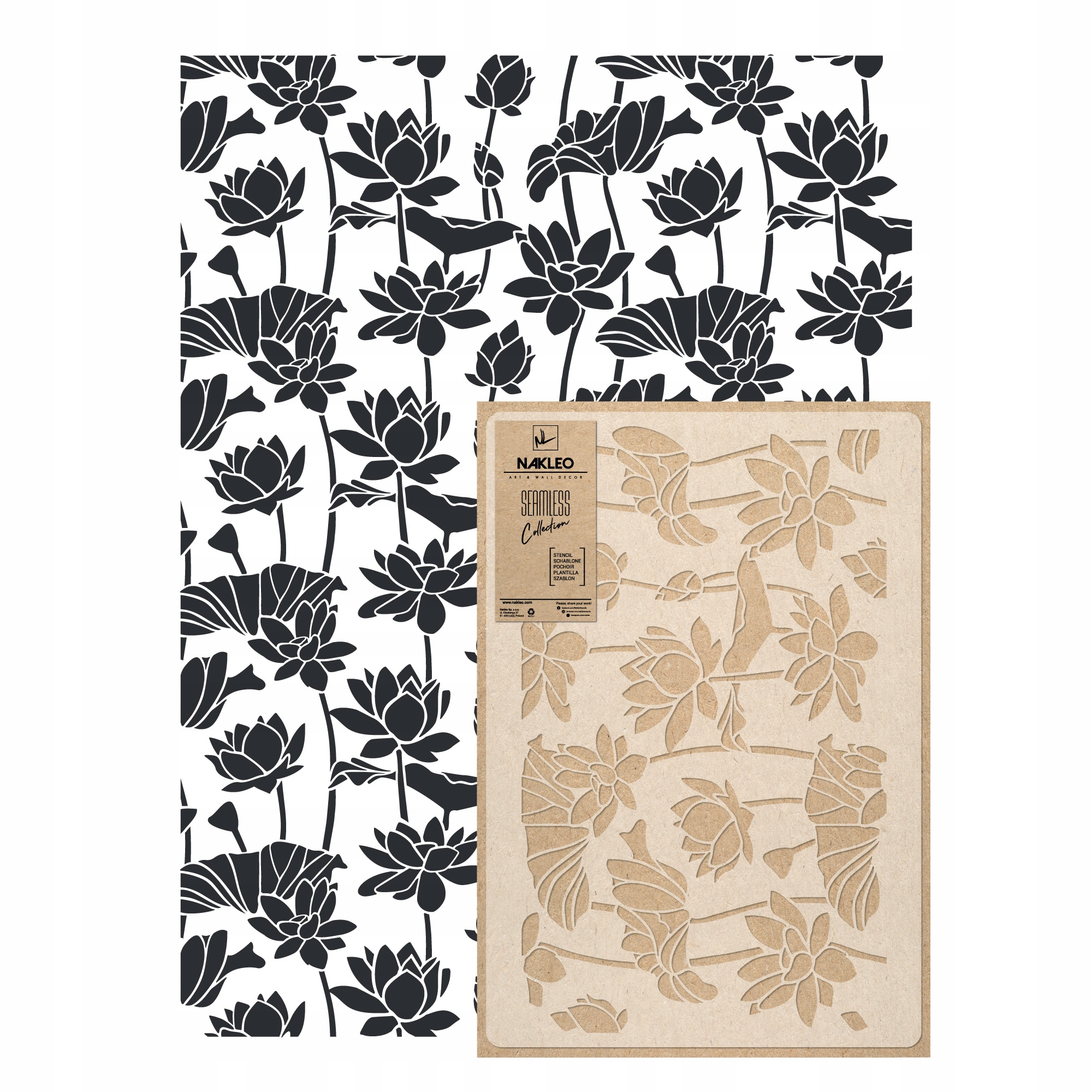 Opakovatelná malířská šablona Opakovaně Použitelný 59x95 cm Tapeta Orient Lotosový Květ