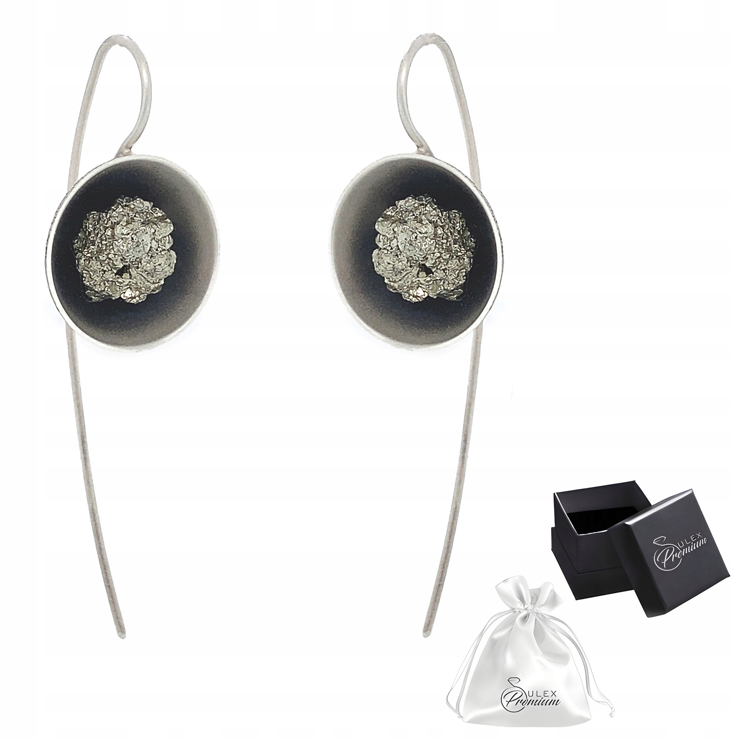 Stříbrné náušnice pr 925 Originální Elegantní ruční práce s pyritem pro ni